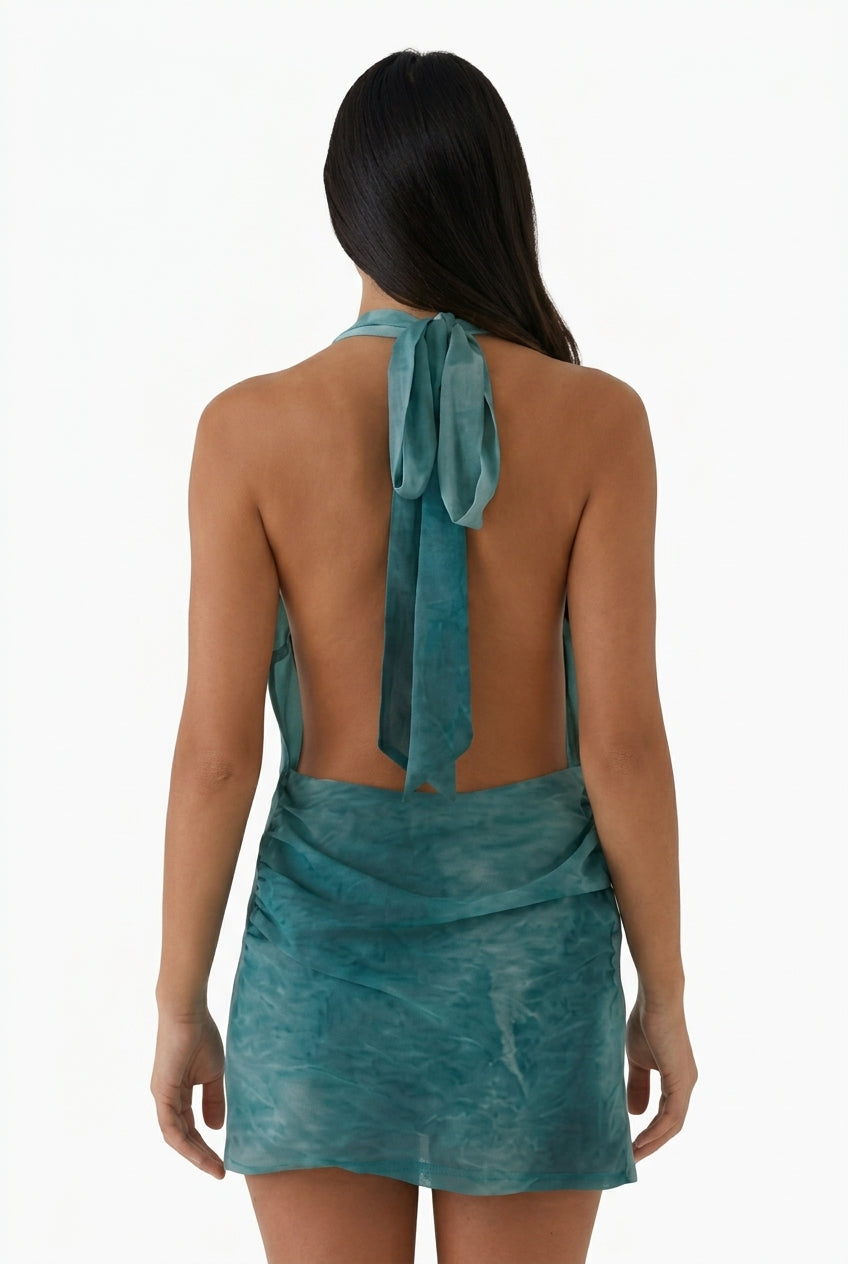 Deep Teal Structured Mini Dress   BACK MISSING