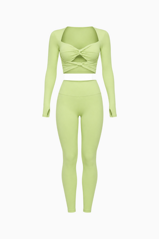 Green Twist-Front Activewear Set