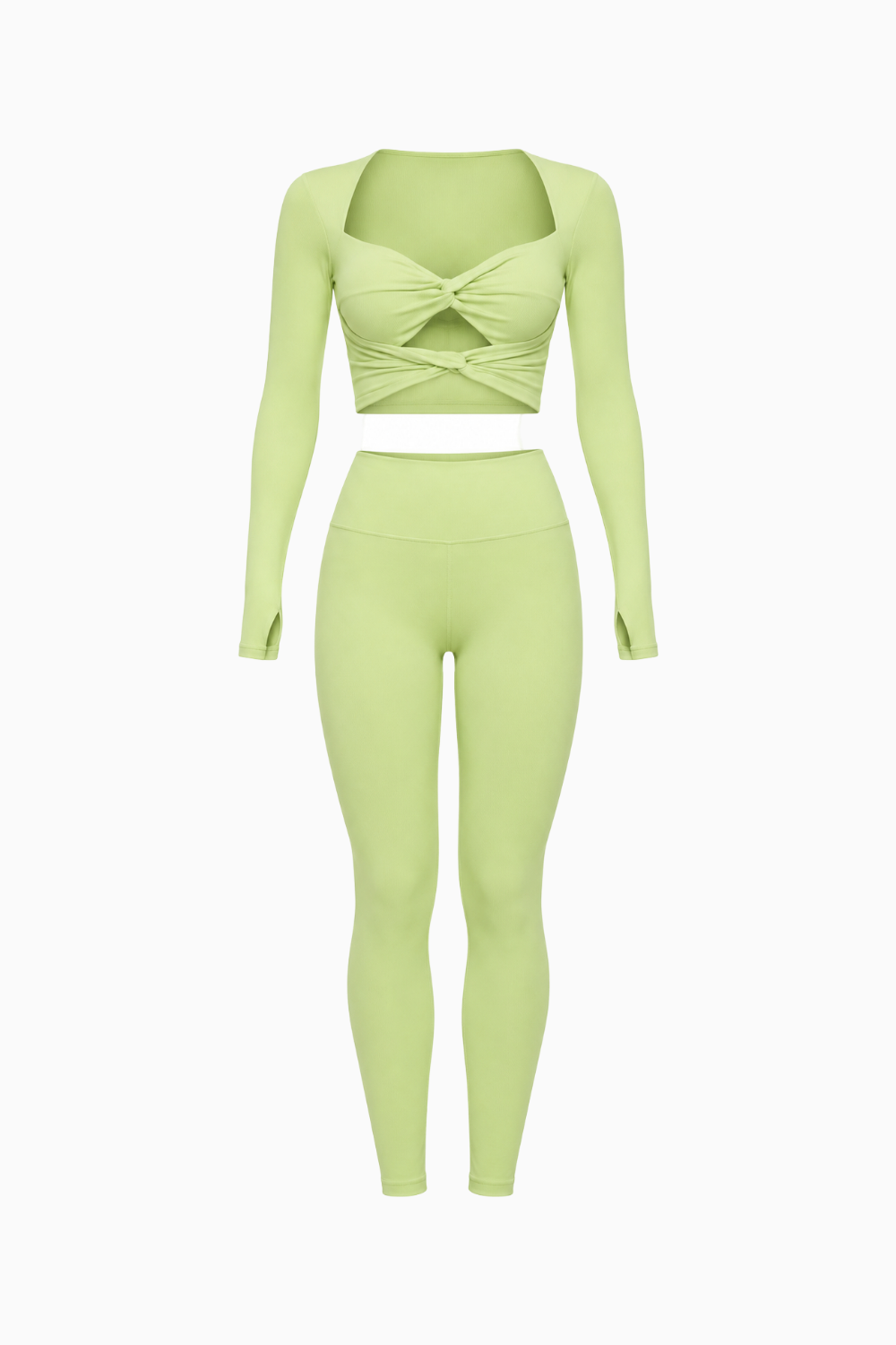 Green Twist-Front Activewear Set