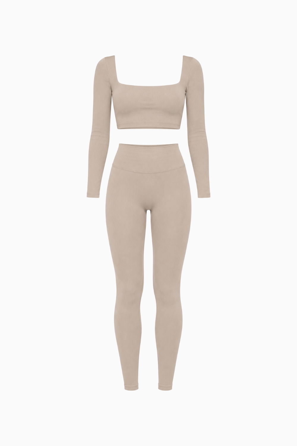 Taupe Square Neck Long Sleeve Set