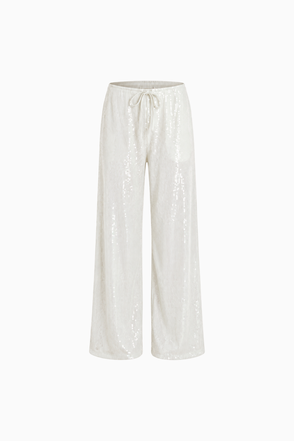 Sequin Wide-Leg Drawstring Pants