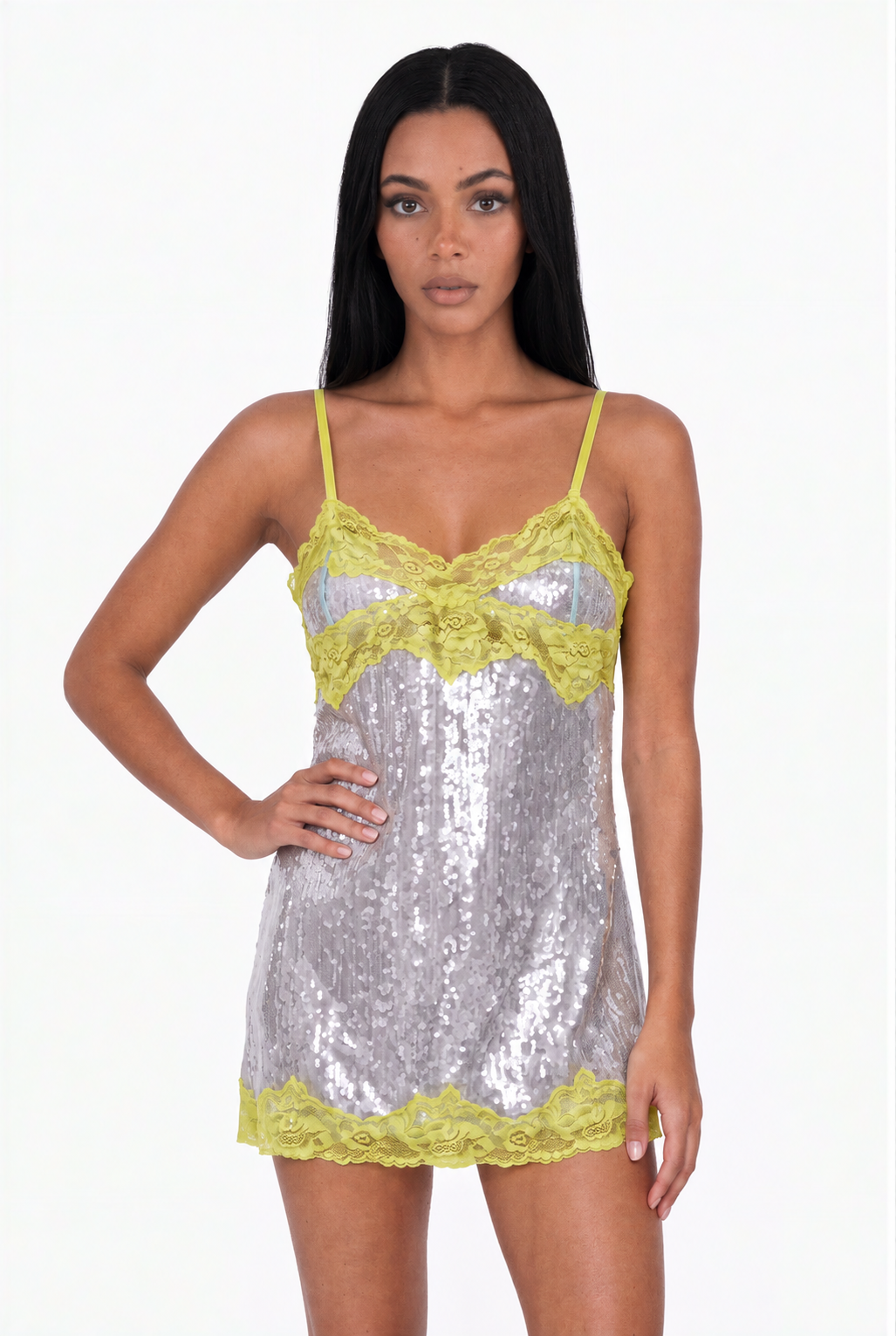 Sequin Lace Mini Dress