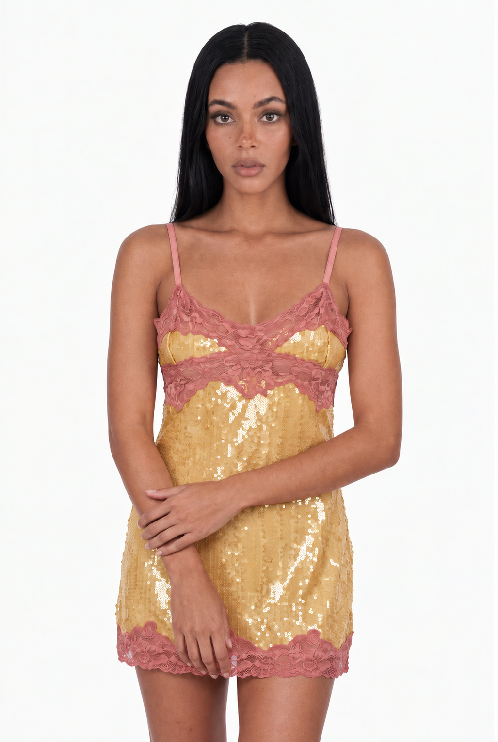 Sequin Lace Mini Dress