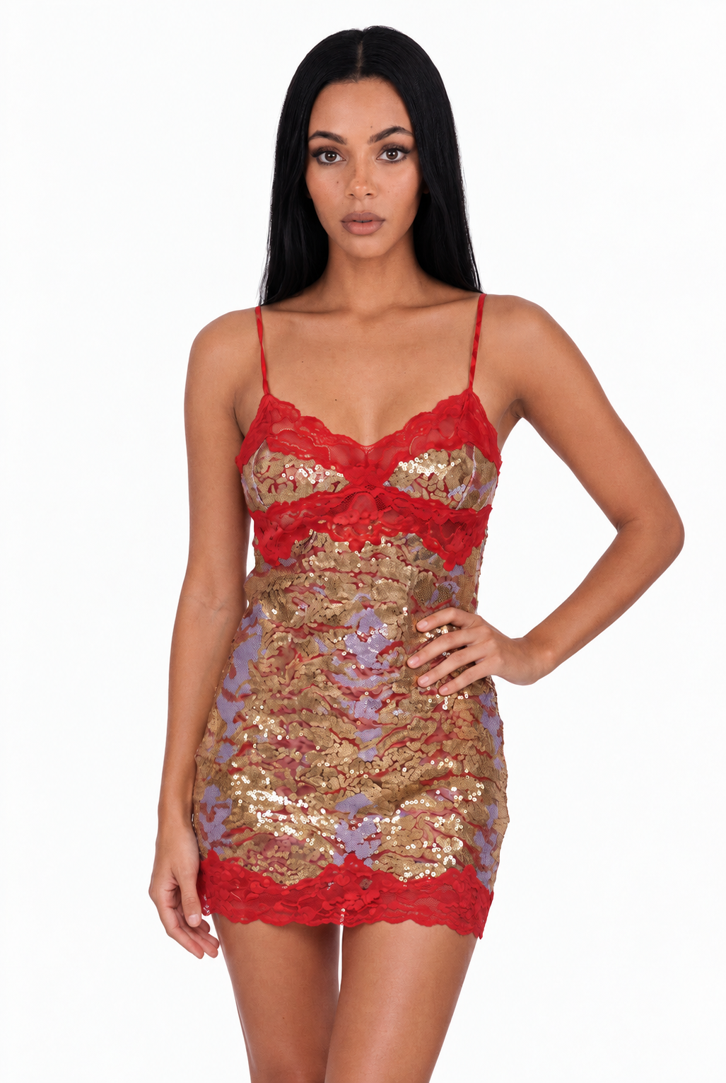 Sequin Lace Mini Dress