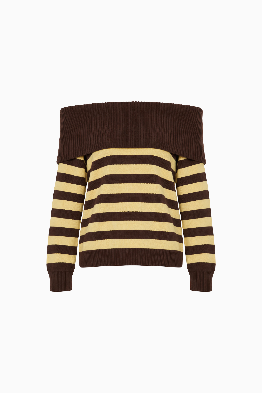 Foldover Striped Knit Sweater