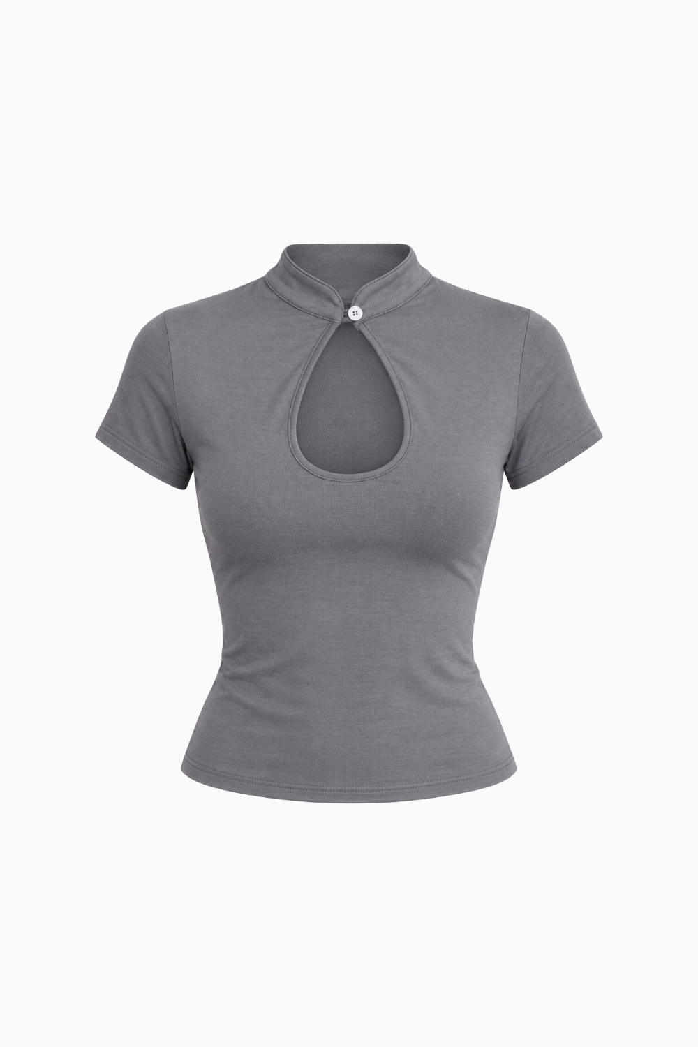 Mandarin Button Cut-Out Top