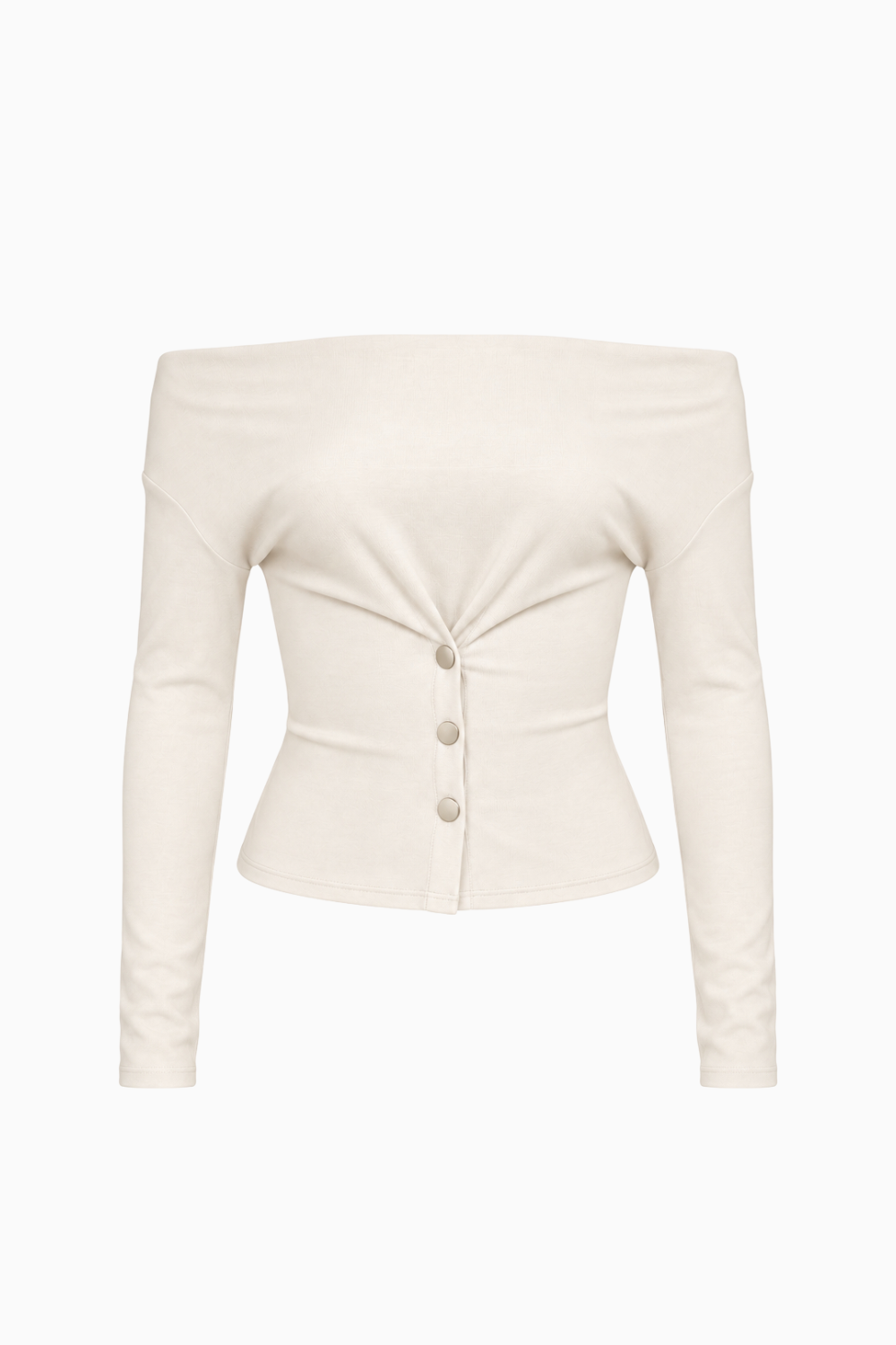 Off-The-Shoulder Button-Front Long-Sleeve Top