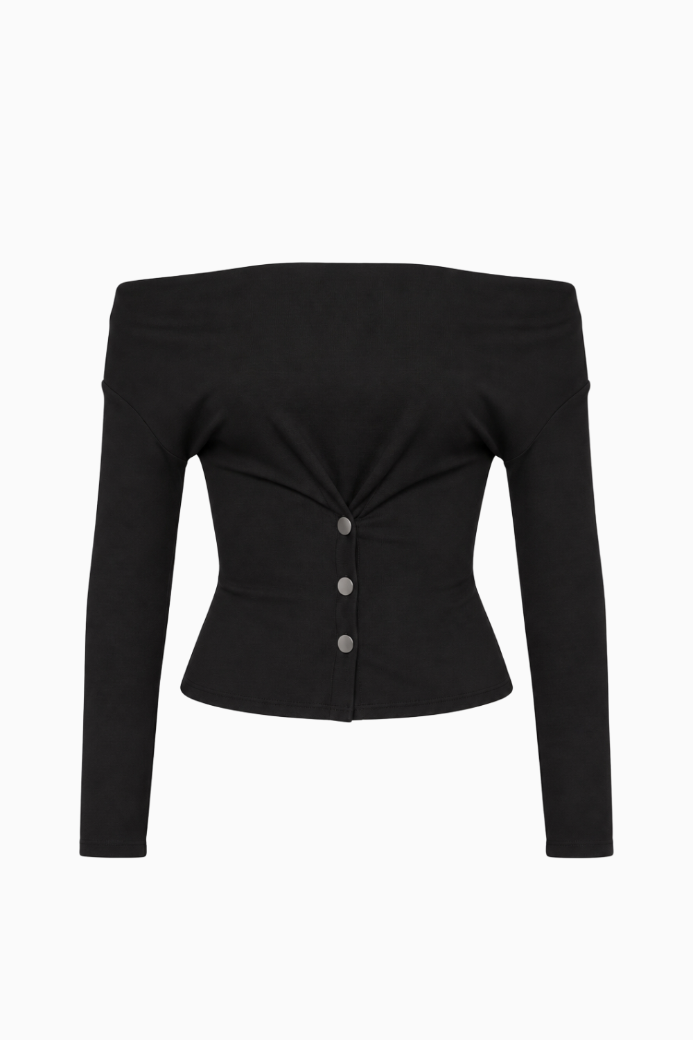 Off-The-Shoulder Button-Front Long-Sleeve Top