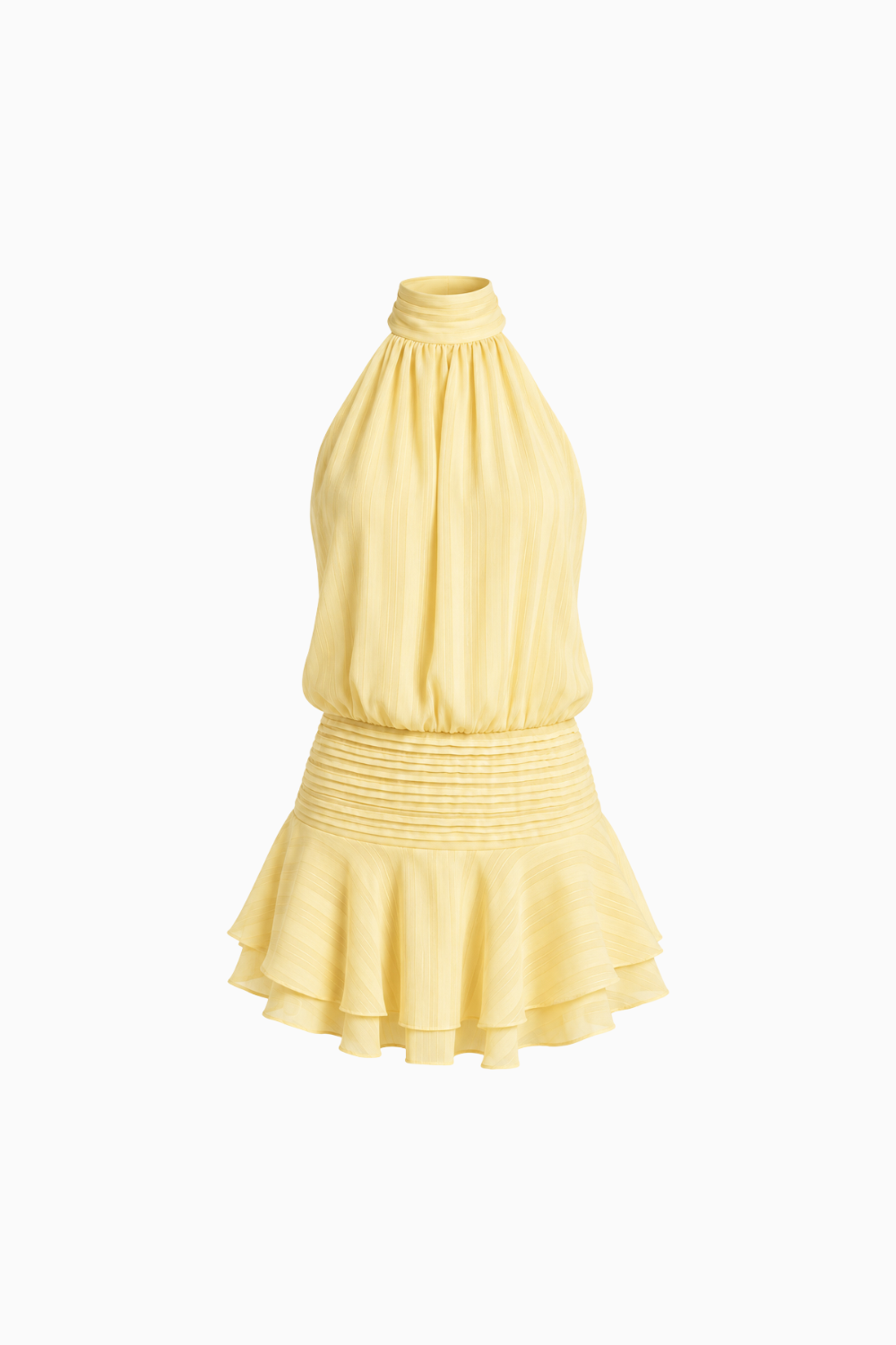 Blue Ruffle-Hem Mini Dress