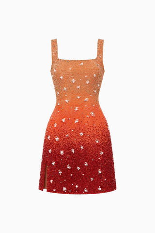 Orange Ombre Sequin Mini Dress