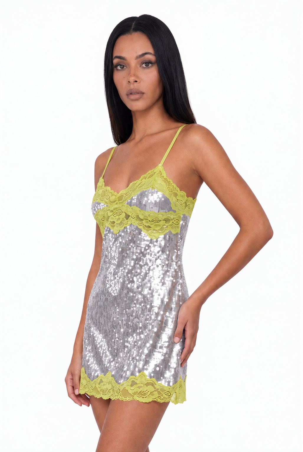 Sequin Lace Mini Dress