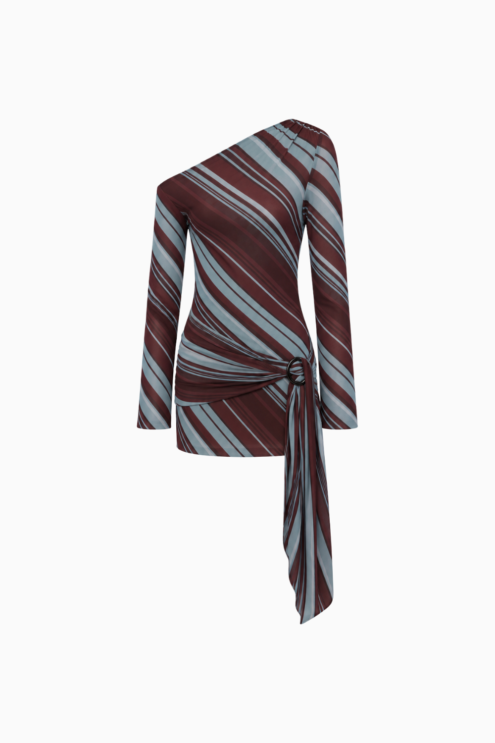 Off-The-Shoulder Diagonal Stripe Draped Dress