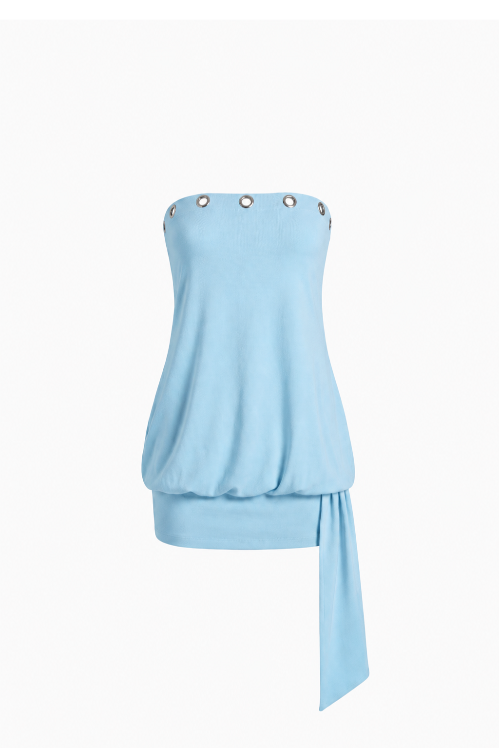 Strapless Eyelet Drop-Waist Mini Dress