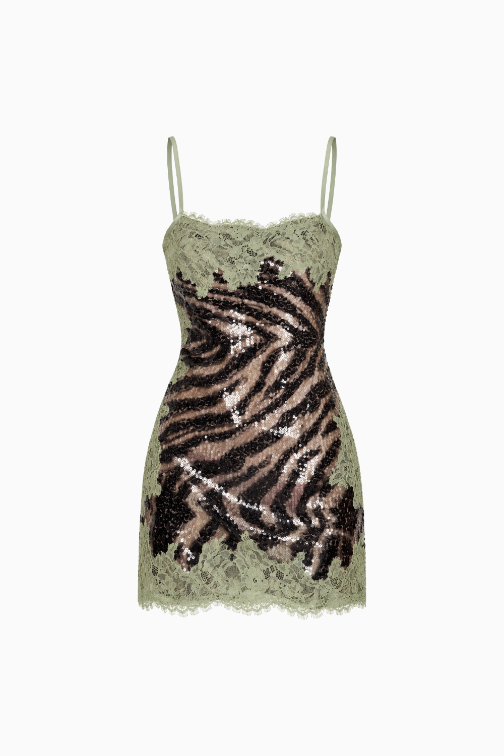 Contrast Lace Sequin Cami Dress