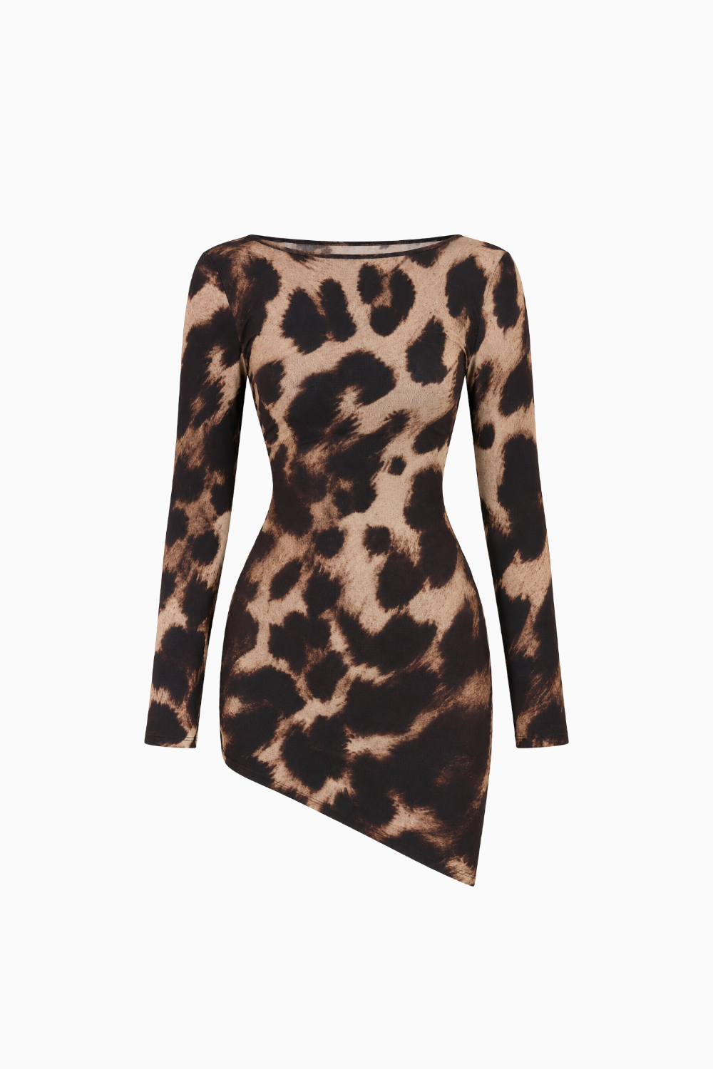 Asymmetric Animal Print Mini Dress