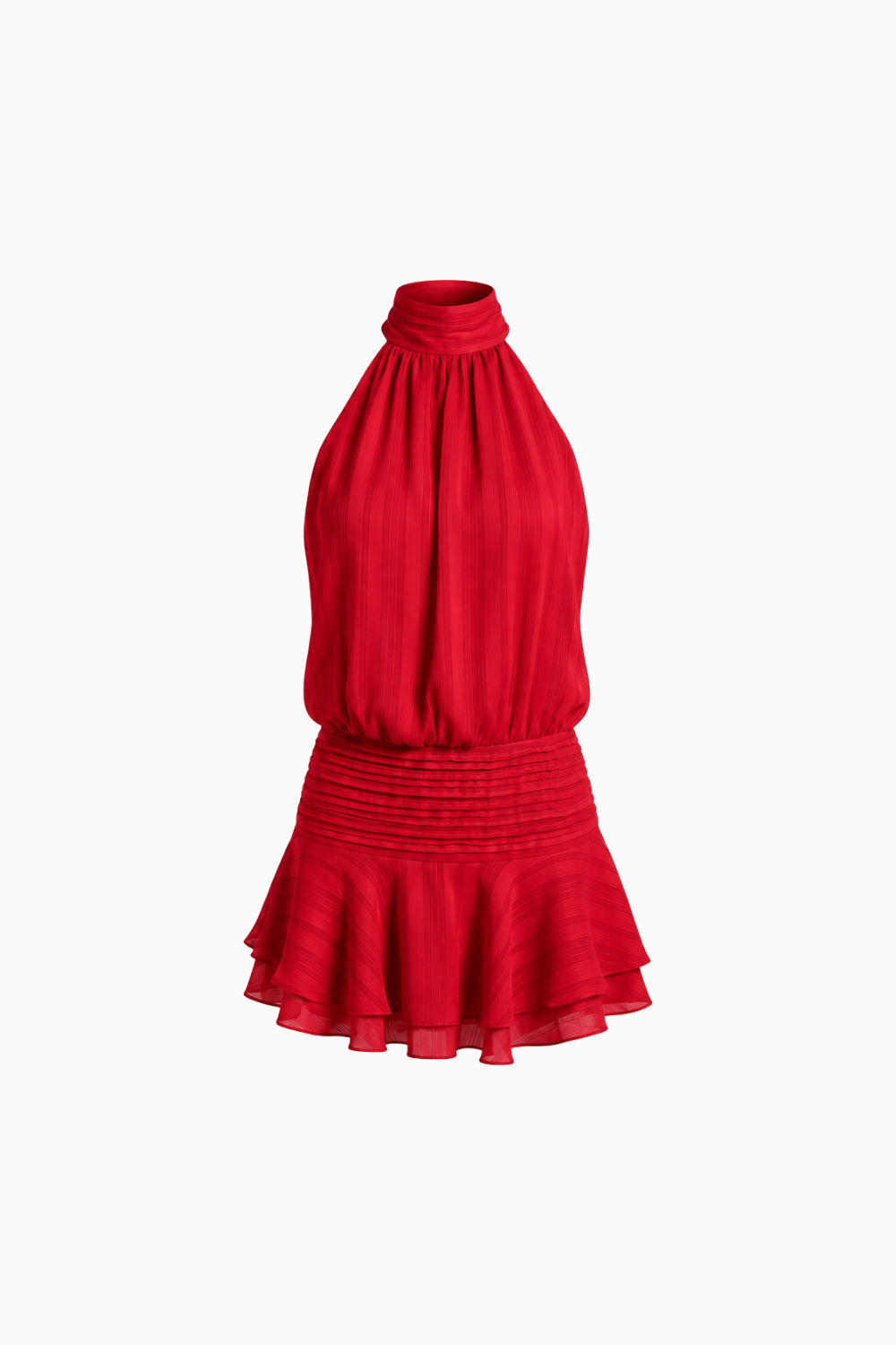 Blue Ruffle-Hem Mini Dress