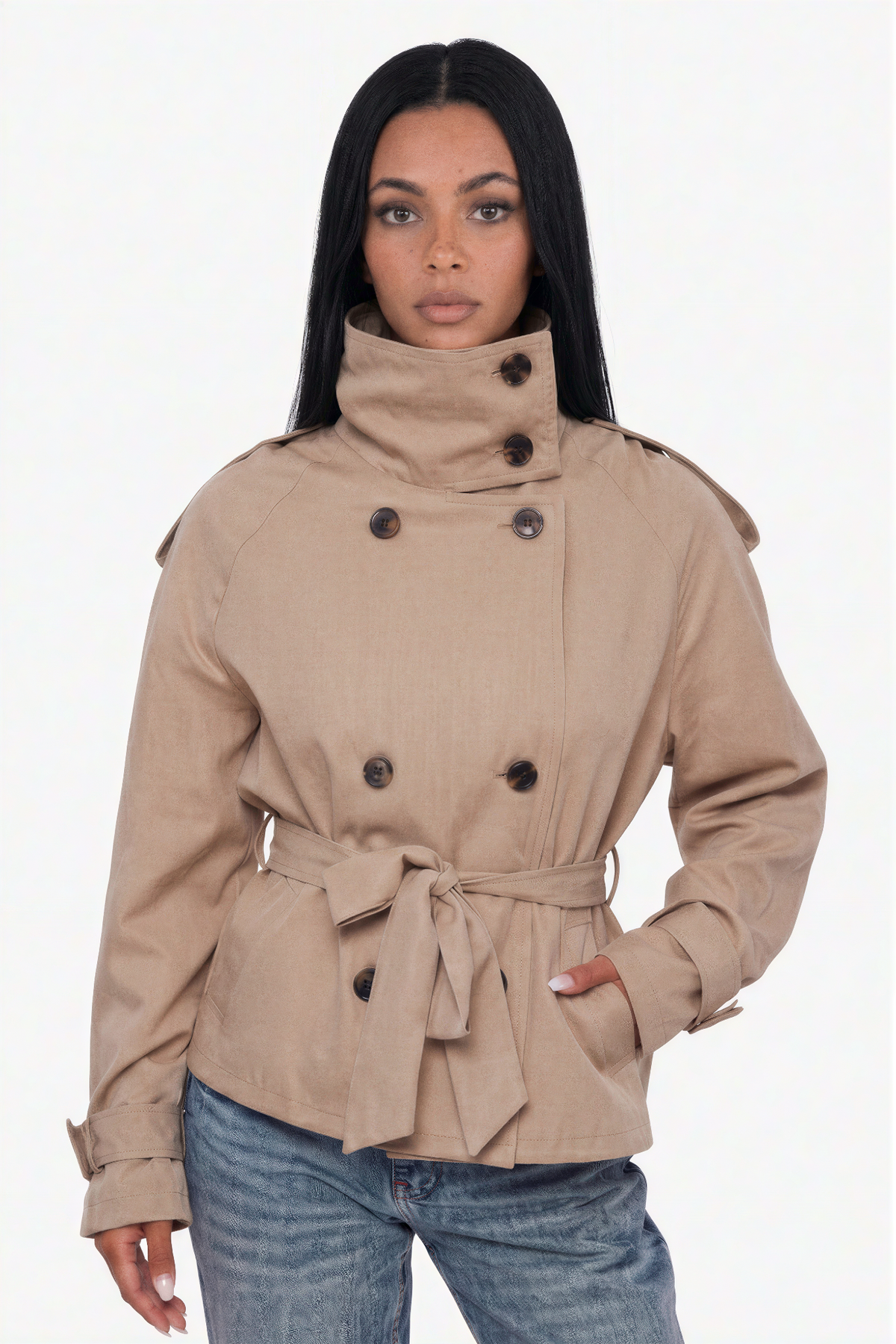 Belted Short Trench Coat