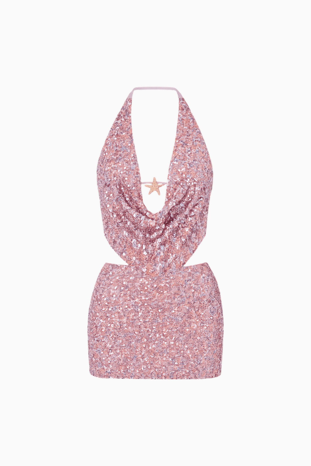 Pink Sequin Deep-V Halter Set