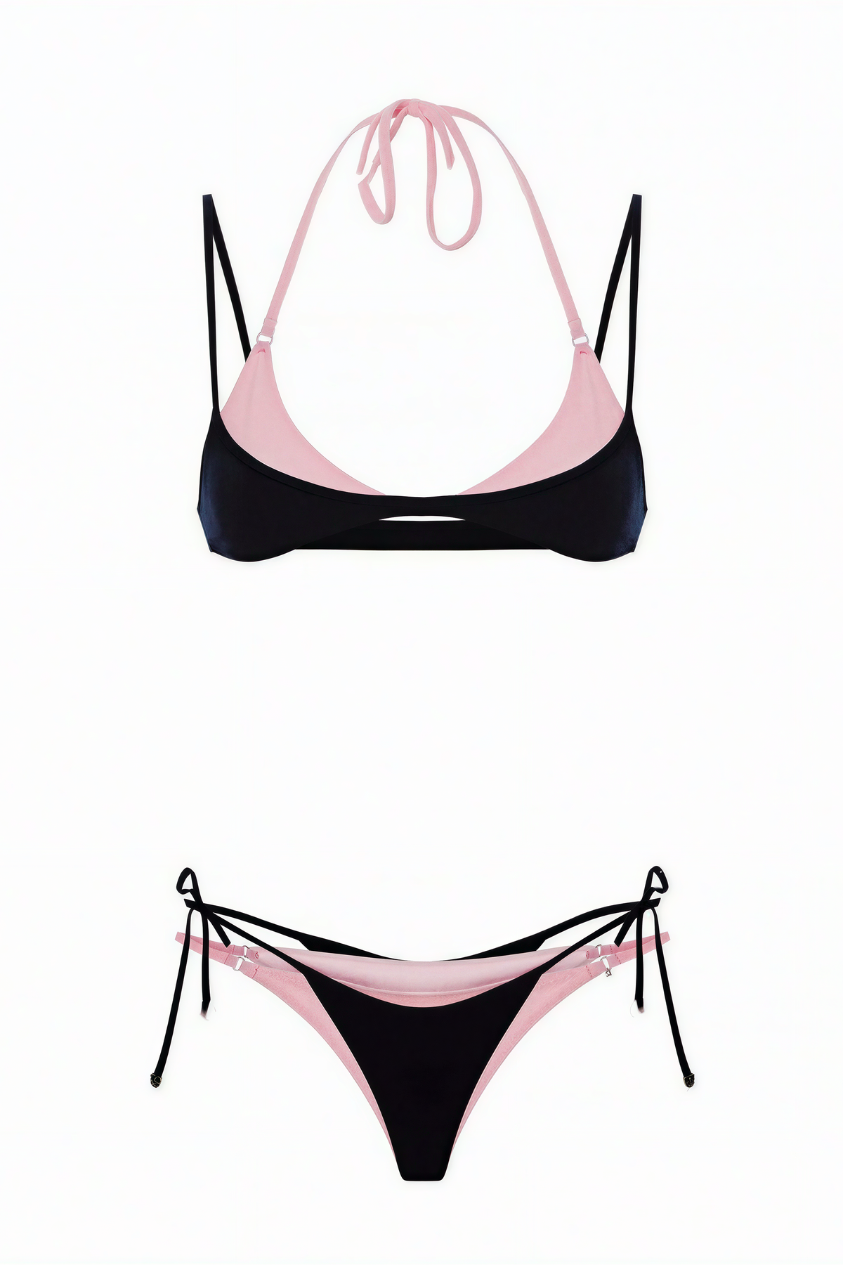 Two-Tone Halter Bikini Set