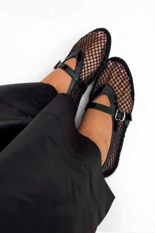 Buckle Strap Mesh Flats