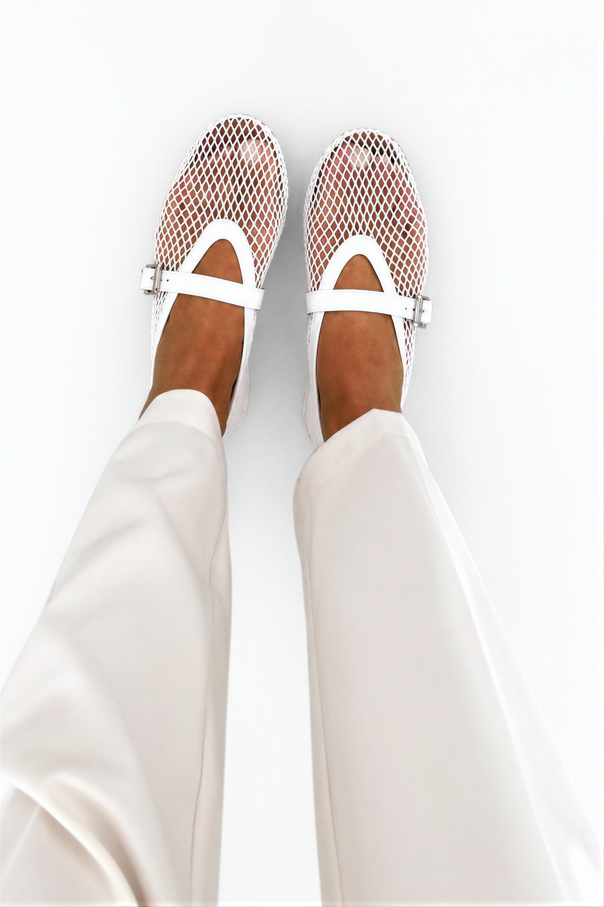 Buckle Strap Mesh Flats