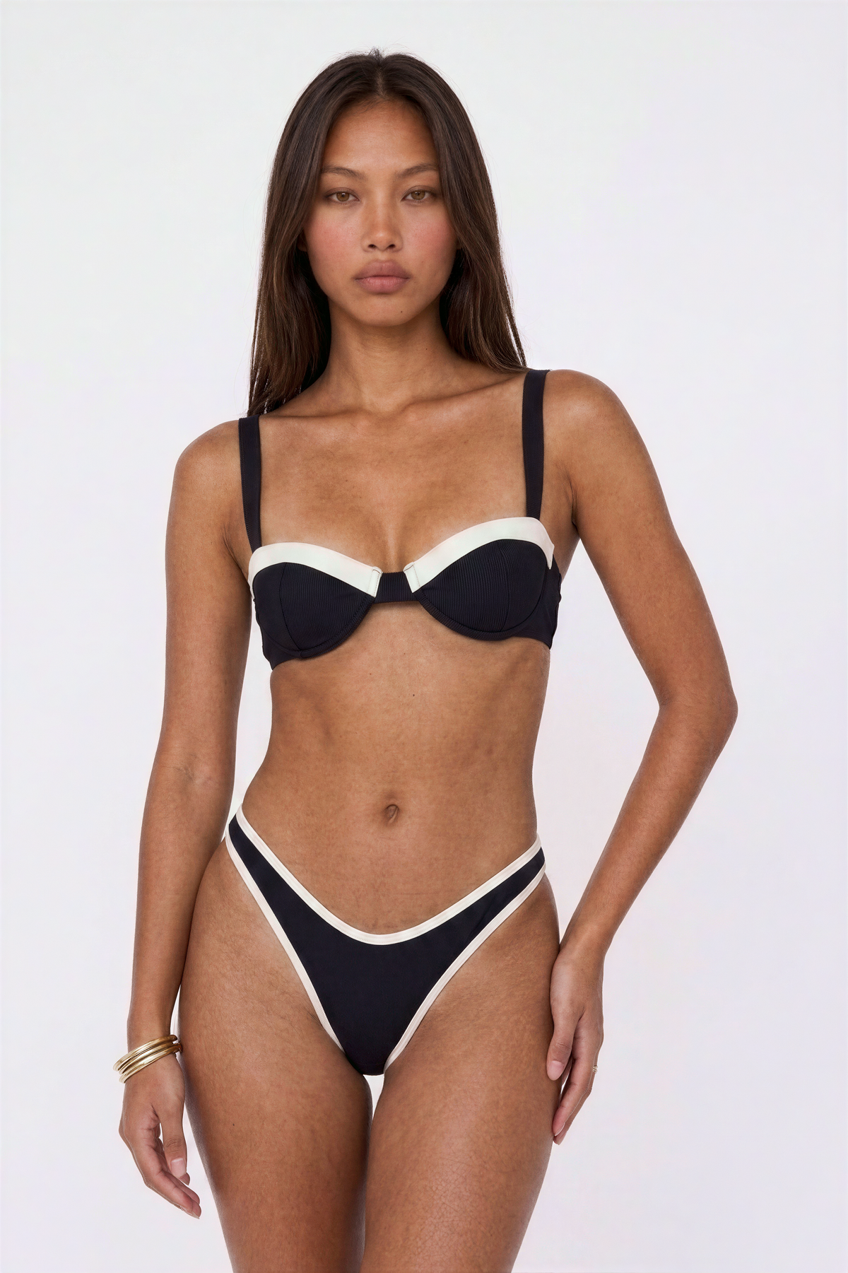Black & White Retro Balconette Bikini
