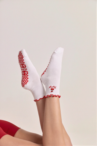 4-Pack Embroidered Grip Pilates Socks