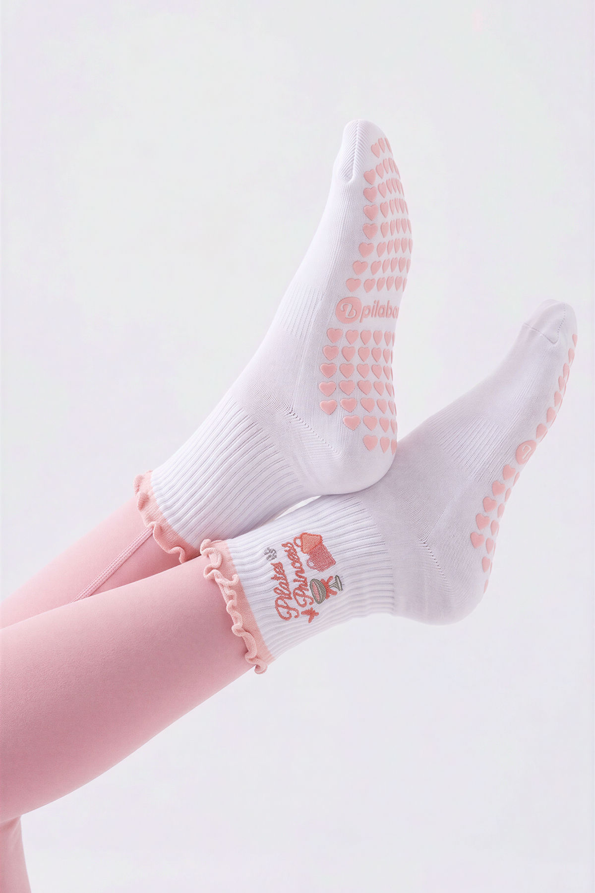 4-Pack Embroidered Grip Pilates Socks