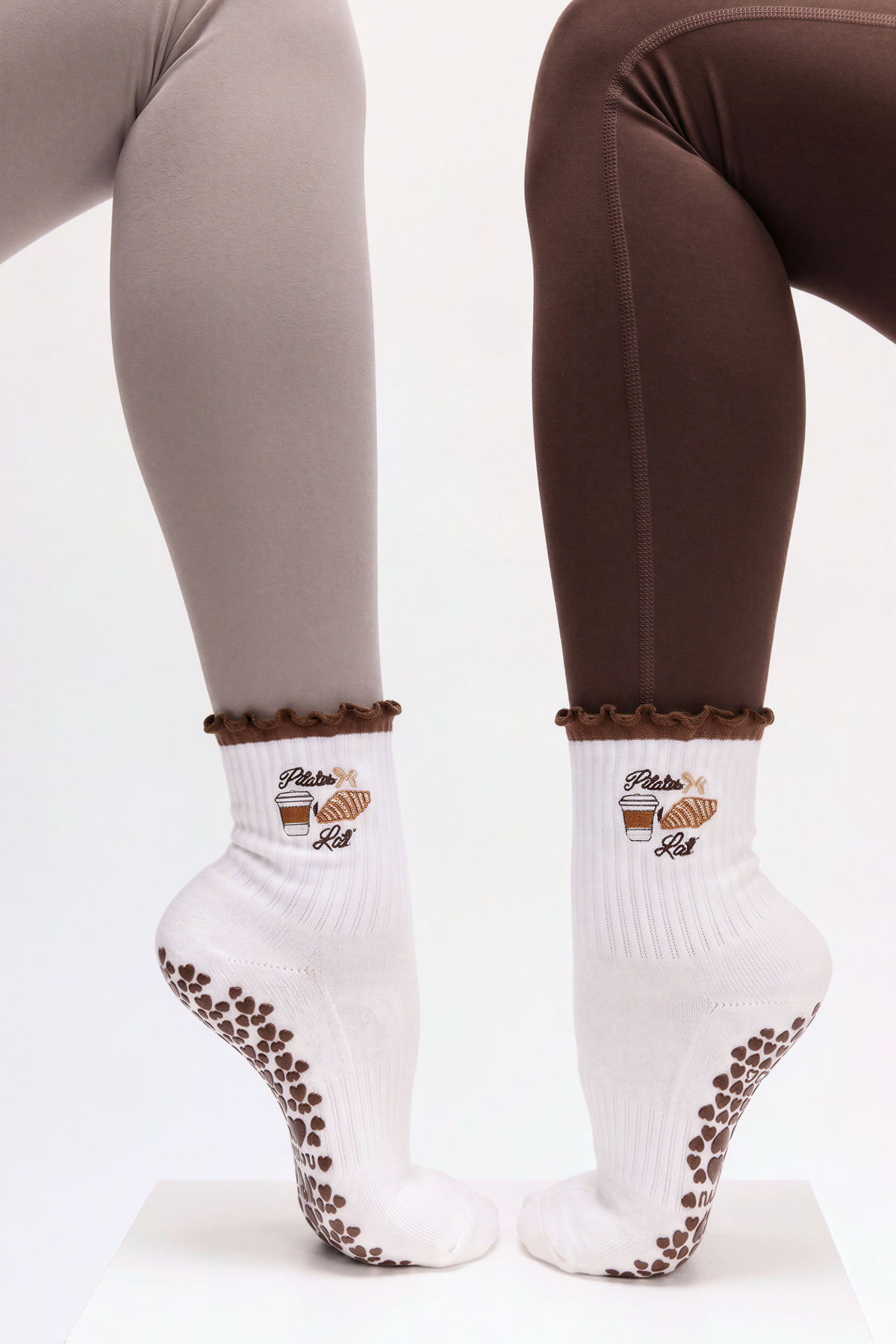 4-Pack Embroidered Grip Pilates Socks