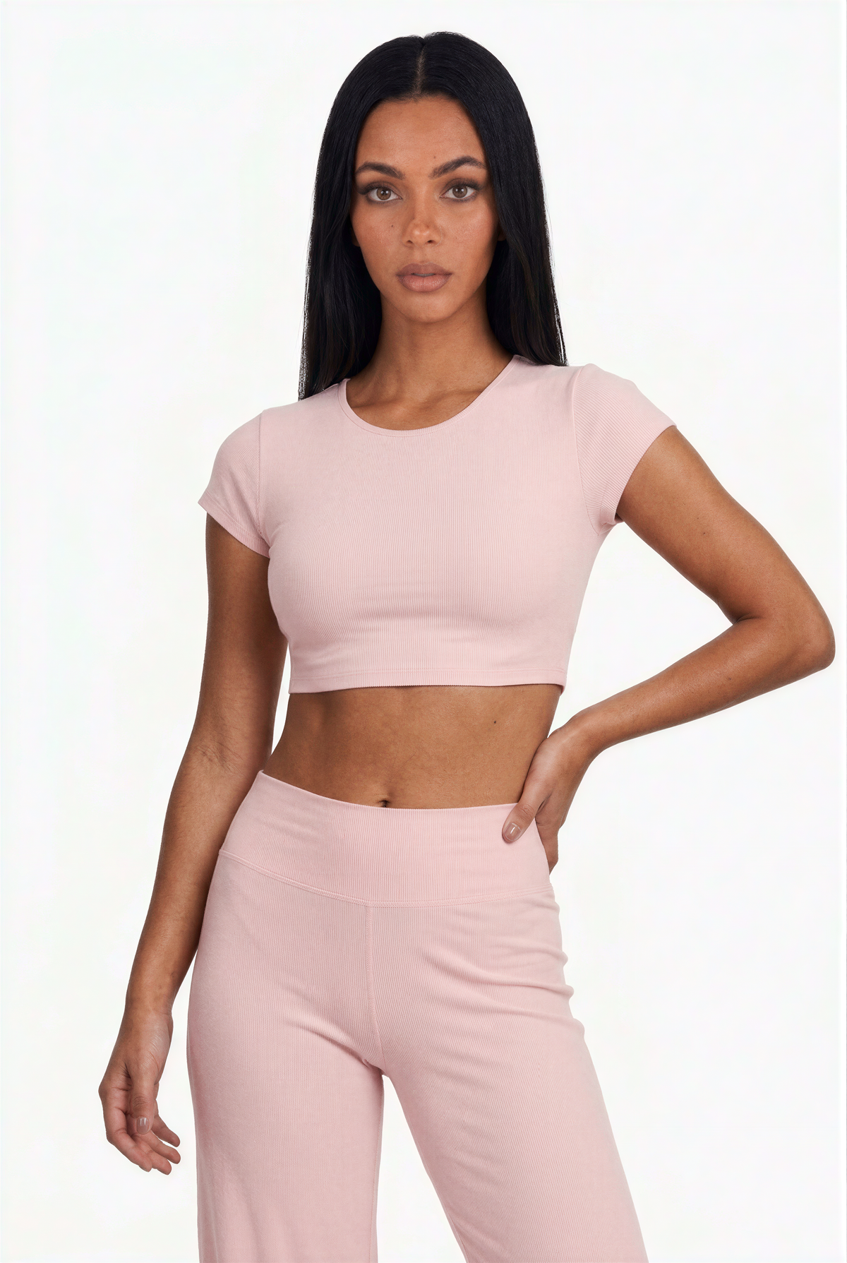 Open-Back Short-Sleeve Flare Set   BACK MISSING
