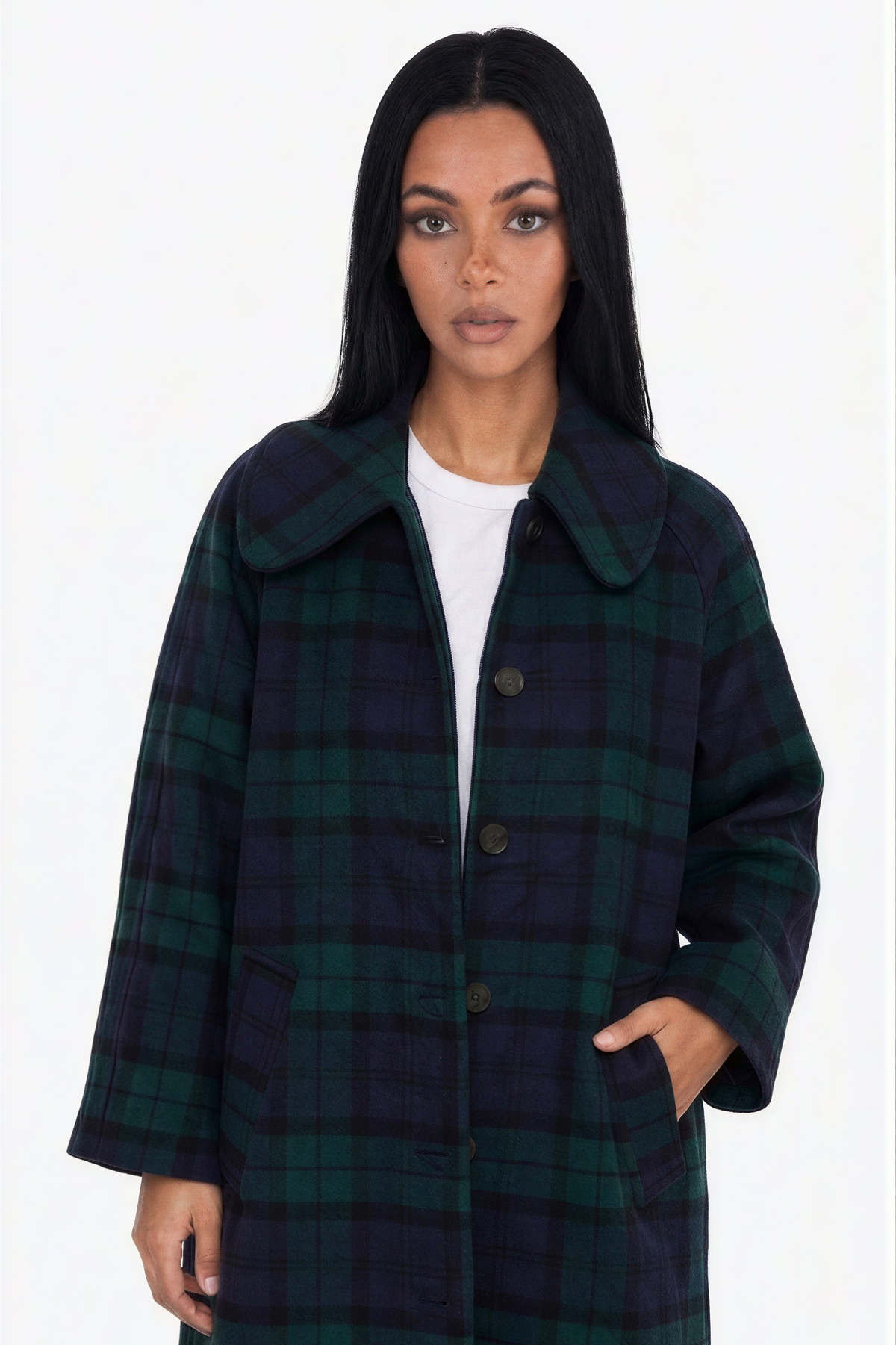 Tartan Check Button-Front Maxi Coat - I don't really like it