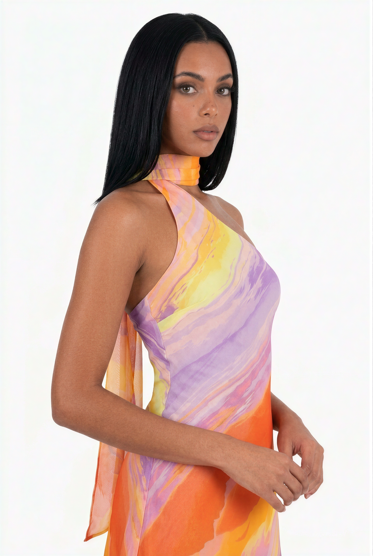 Orange & Purple Abstract Swirl Dress