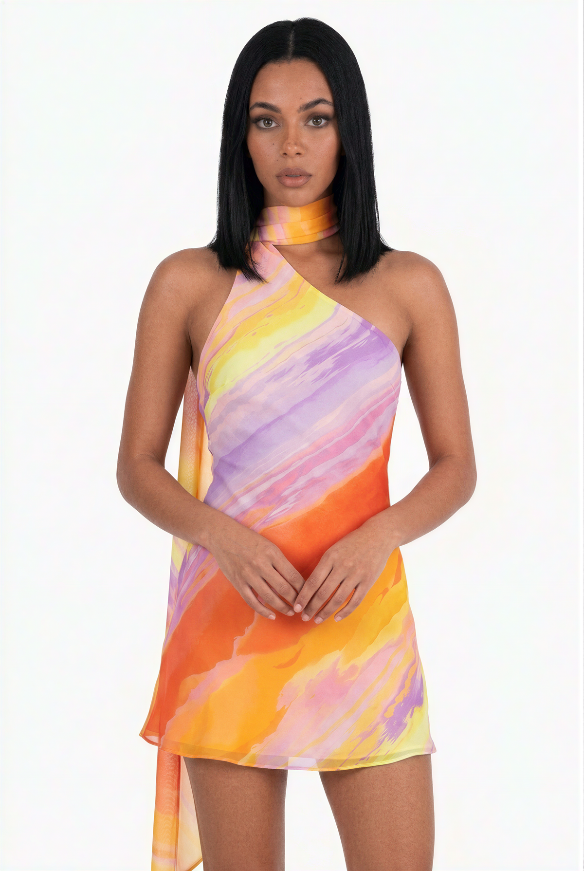Orange & Purple Abstract Swirl Dress