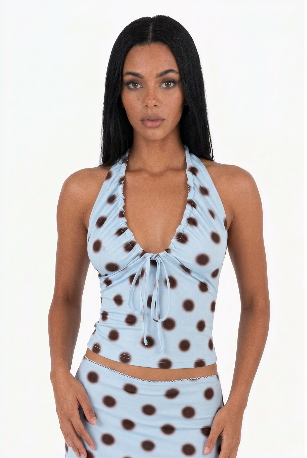 Blue Polka Dot Halter Set
