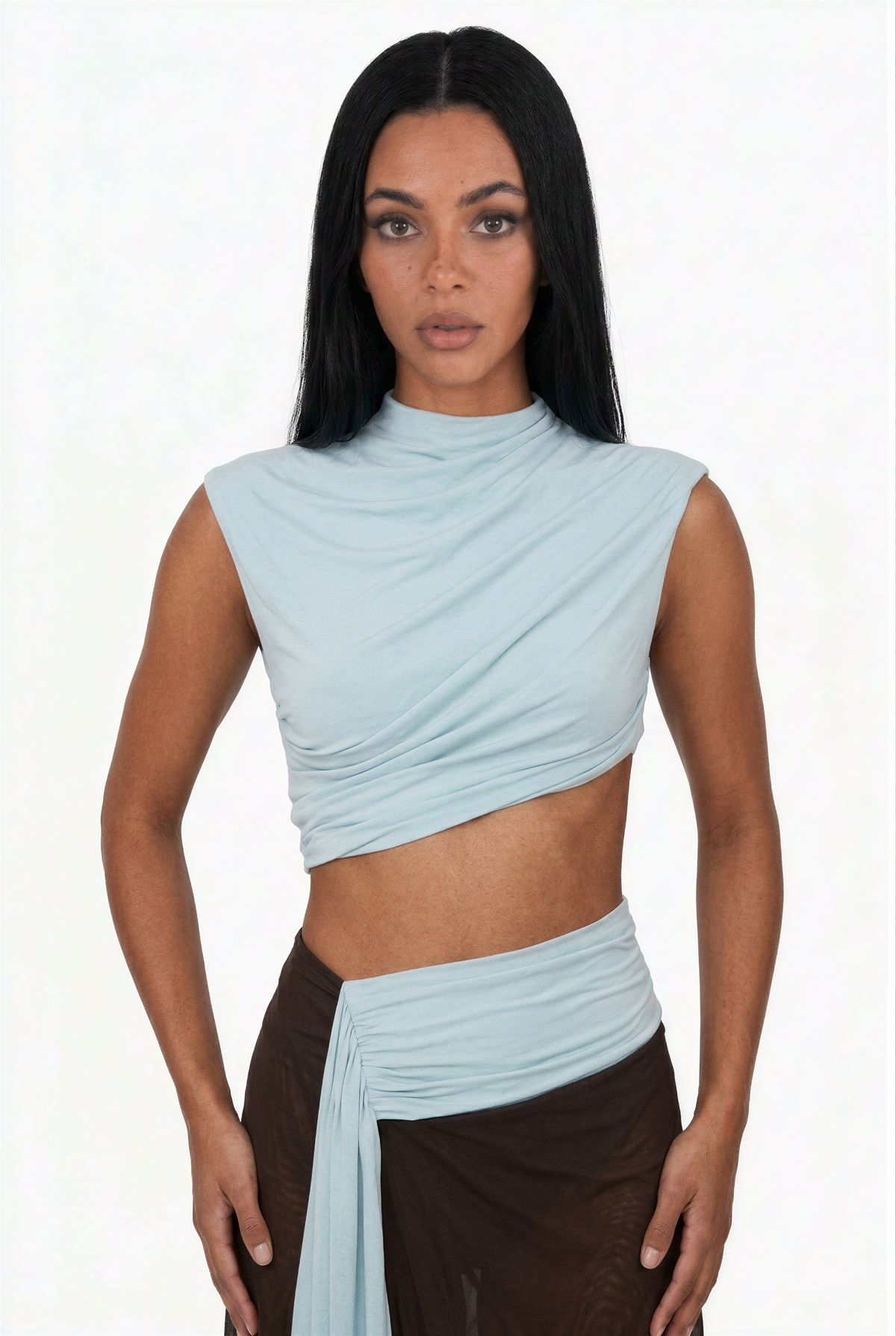 Brown & Mint Colorblock Maxi Dress