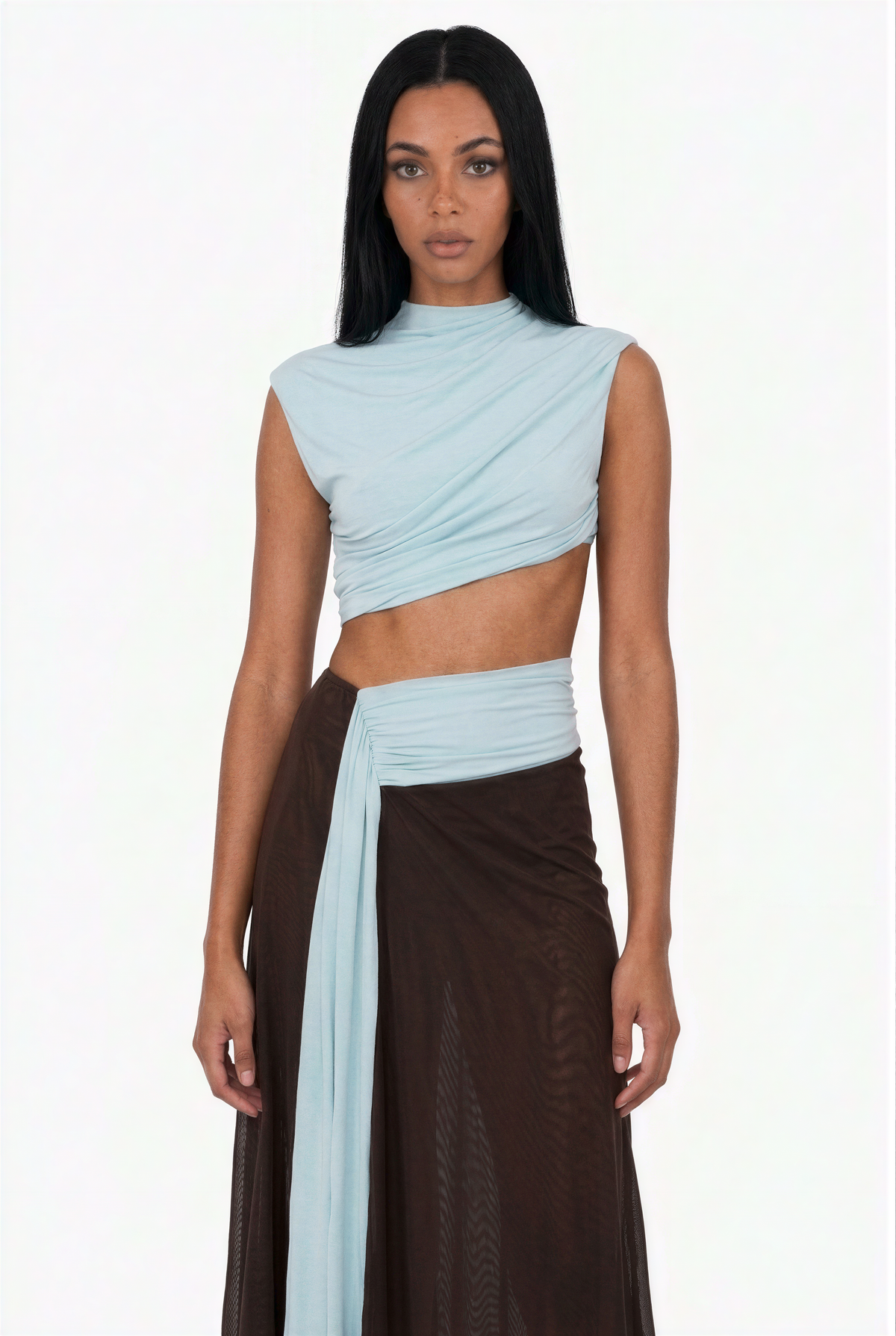 Brown & Mint Colorblock Maxi Dress