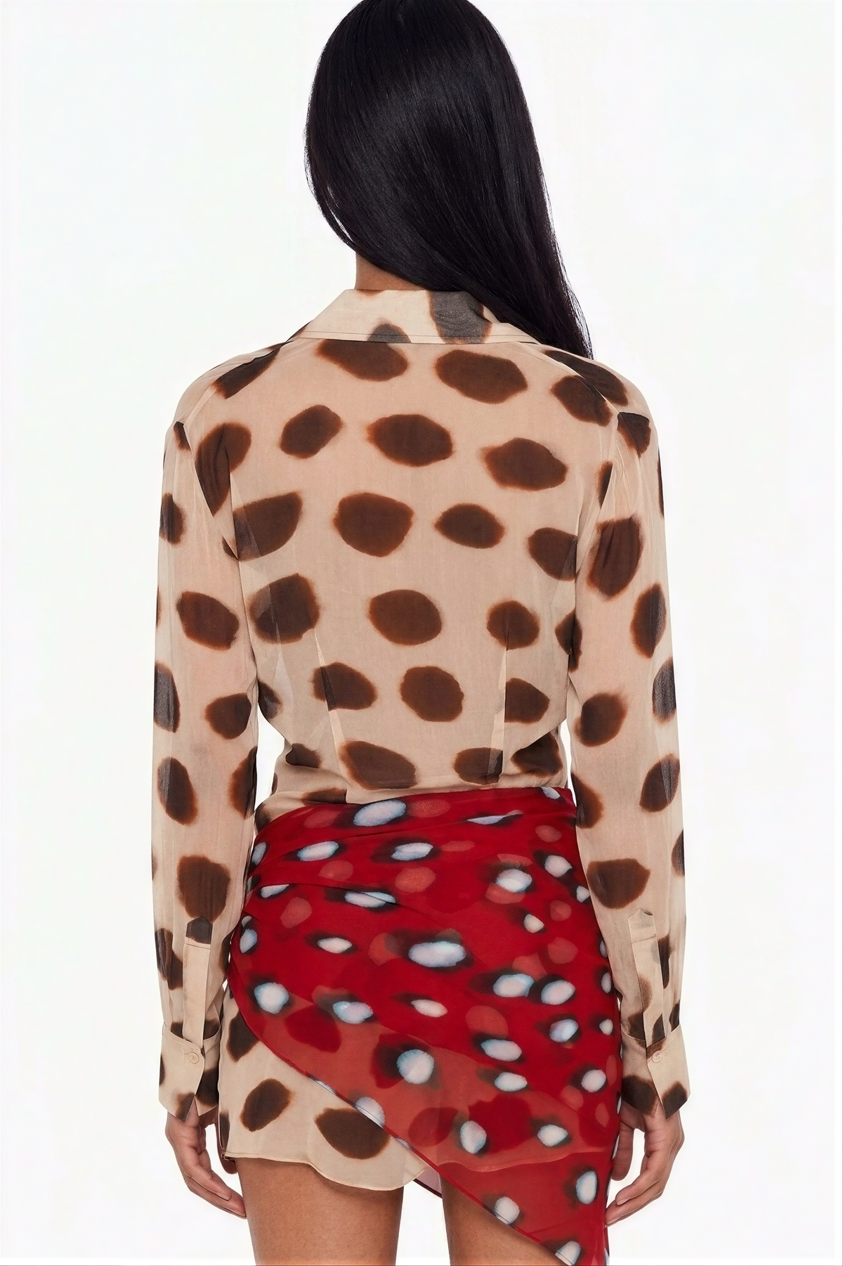 Sheer Polka Dot Long Sleeve Mini Dress