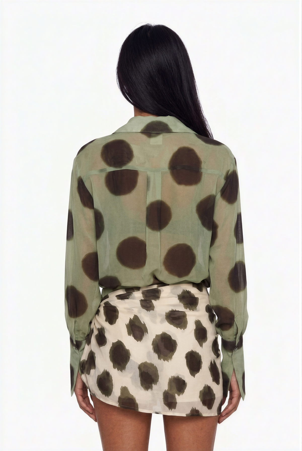 Sheer Polka Dot Long Sleeve Mini Dress