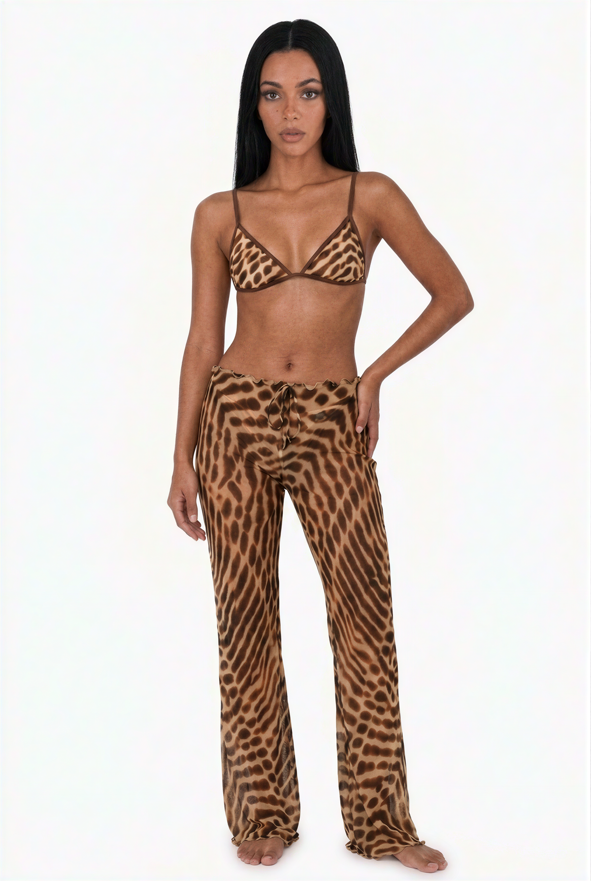 Sheer Animal Print 3-Piece Beach Bikini