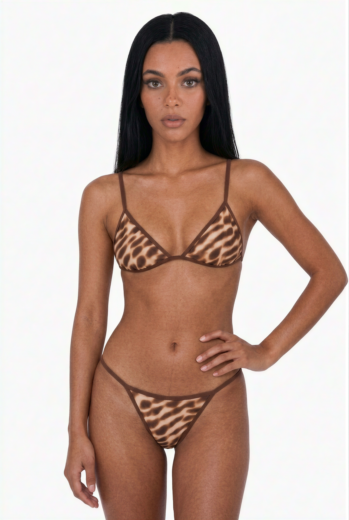 Sheer Animal Print 3-Piece Beach Bikini