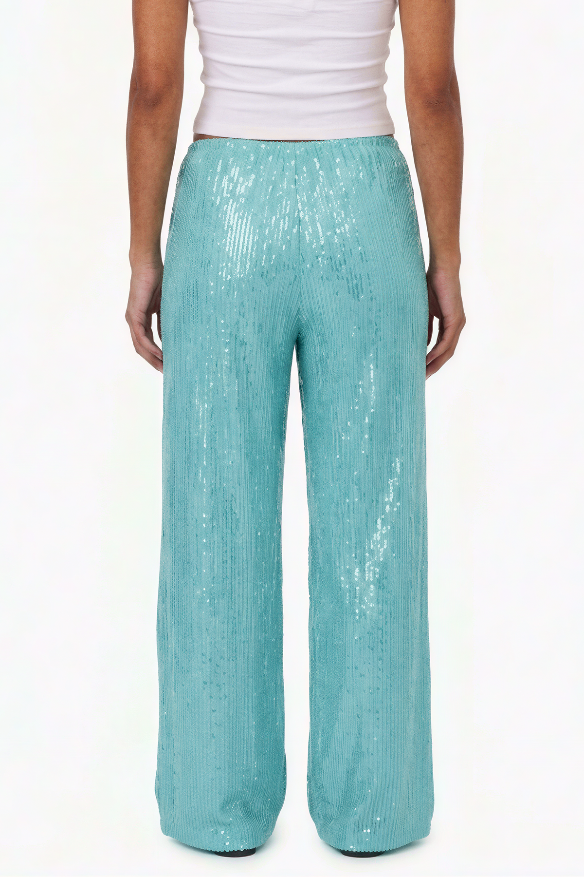 Sequin Wide-Leg Drawstring Pants