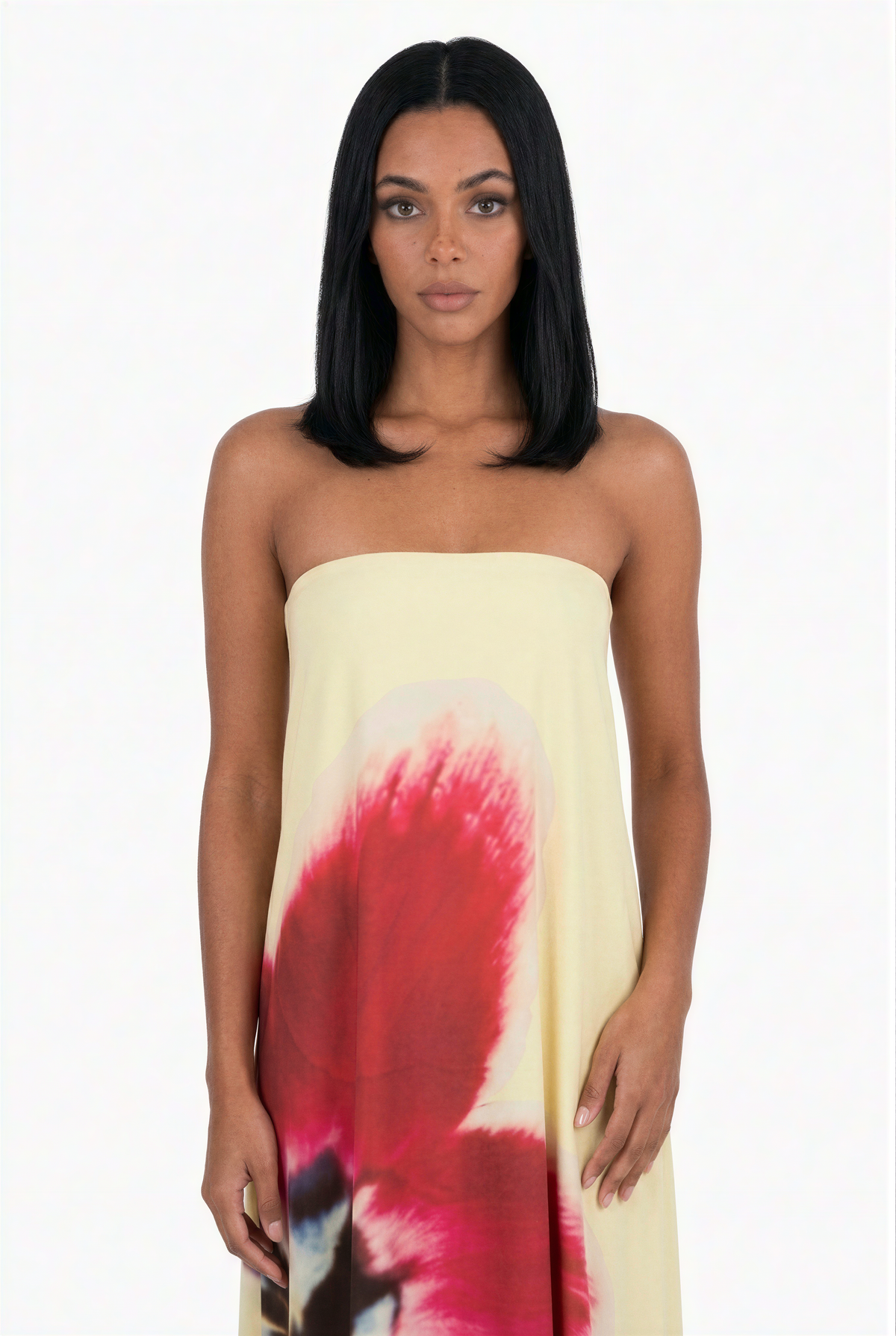 Oversized Graphic Floral Tube Maxi Dress