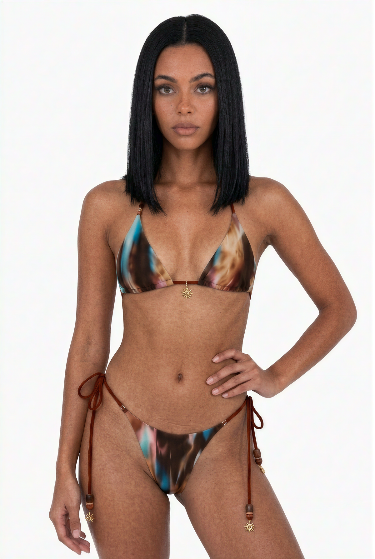 Earthy Swirl Tie-Side Triangle Bikini