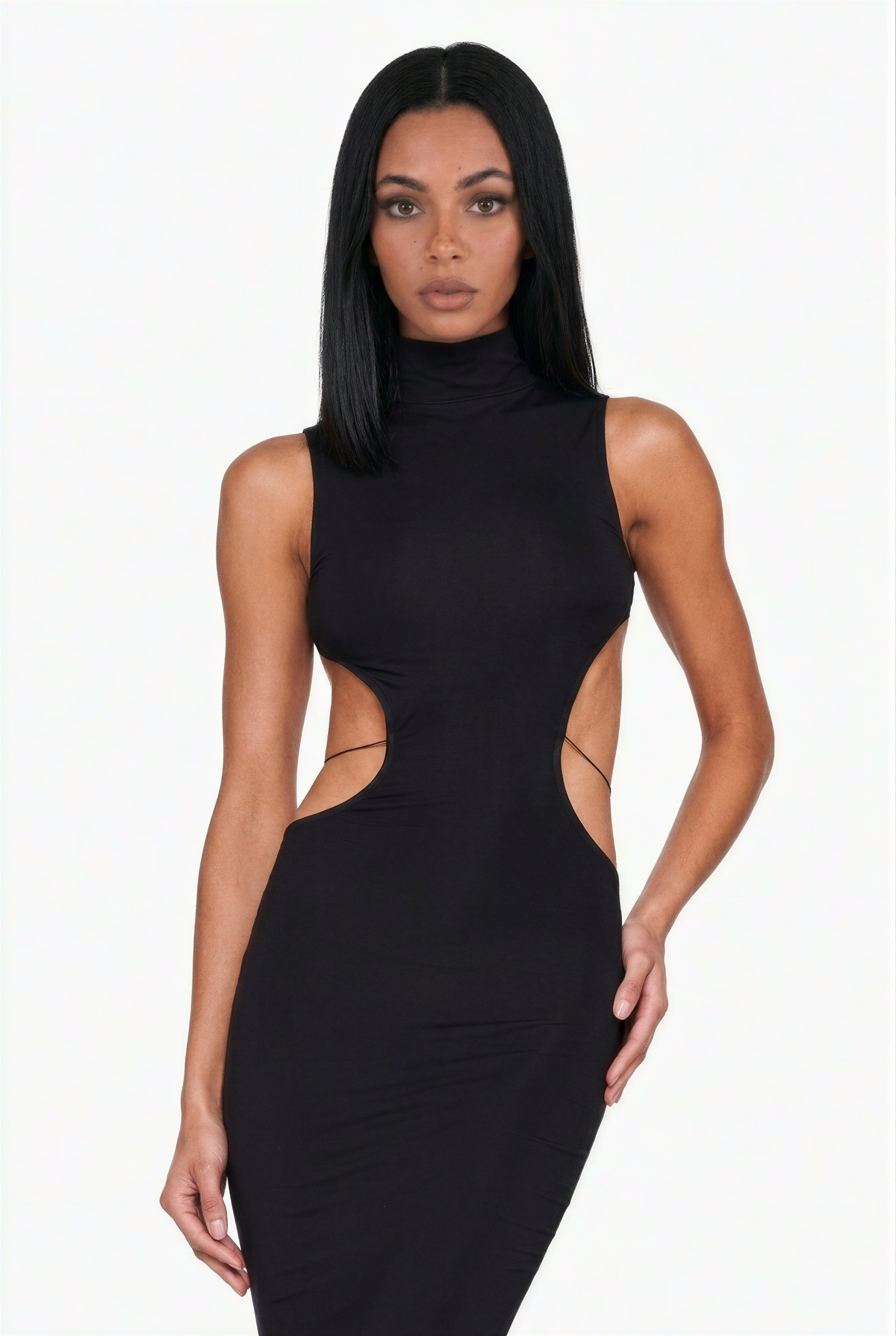 Black Open Back Strappy Maxi Dress