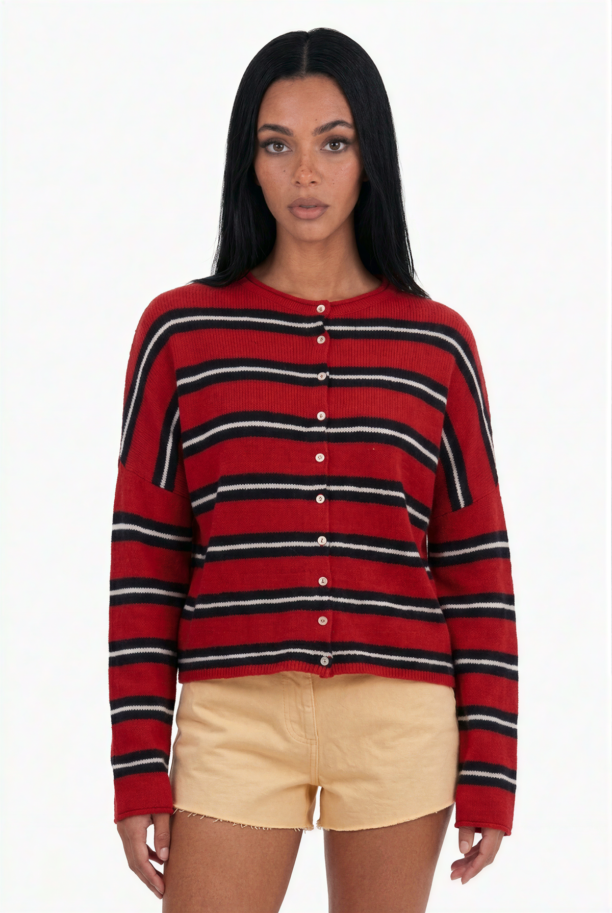 Relaxed Striped Cashmere-Blend Cardigan