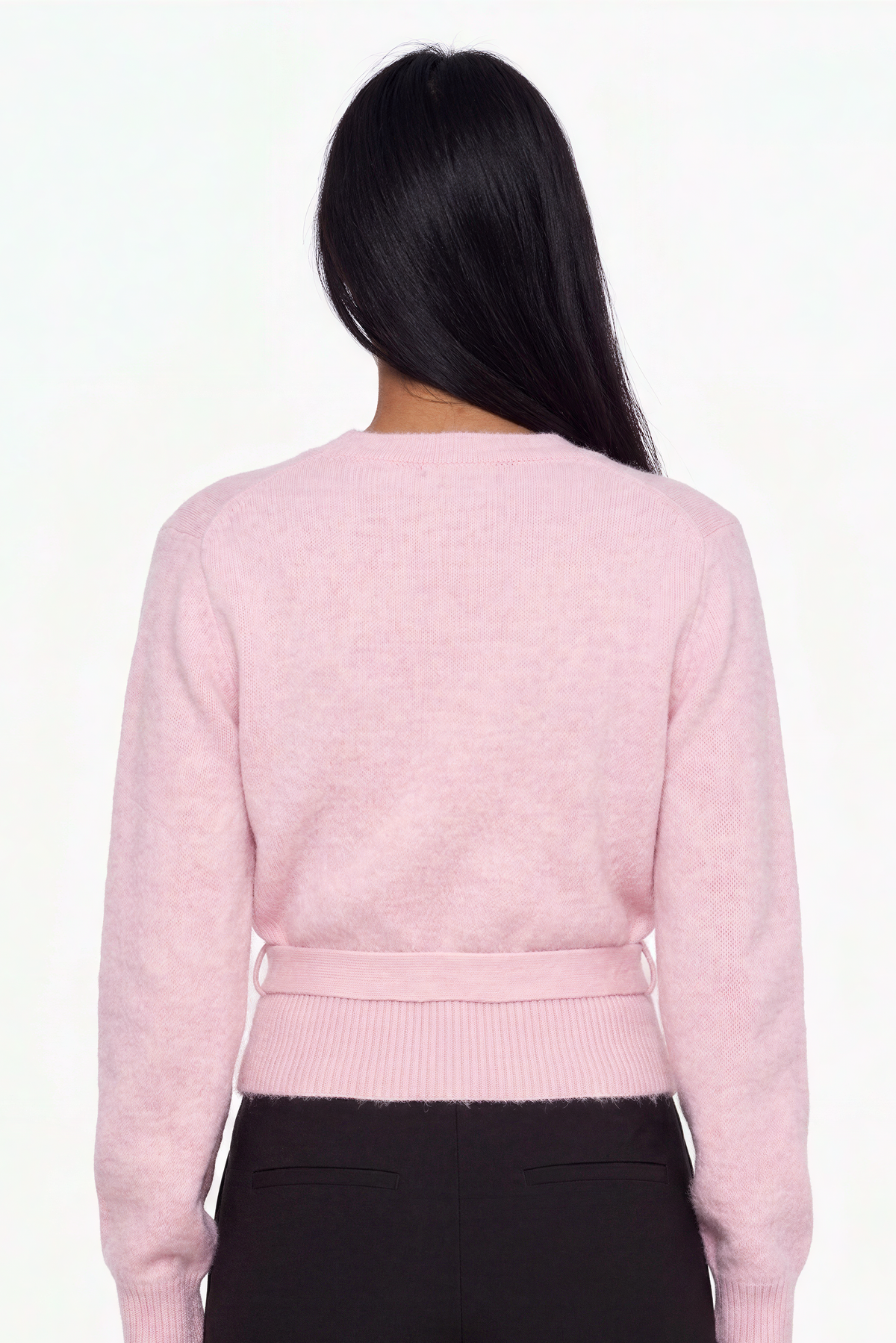 Heather Grey V-Neck Knit Wrap Sweater