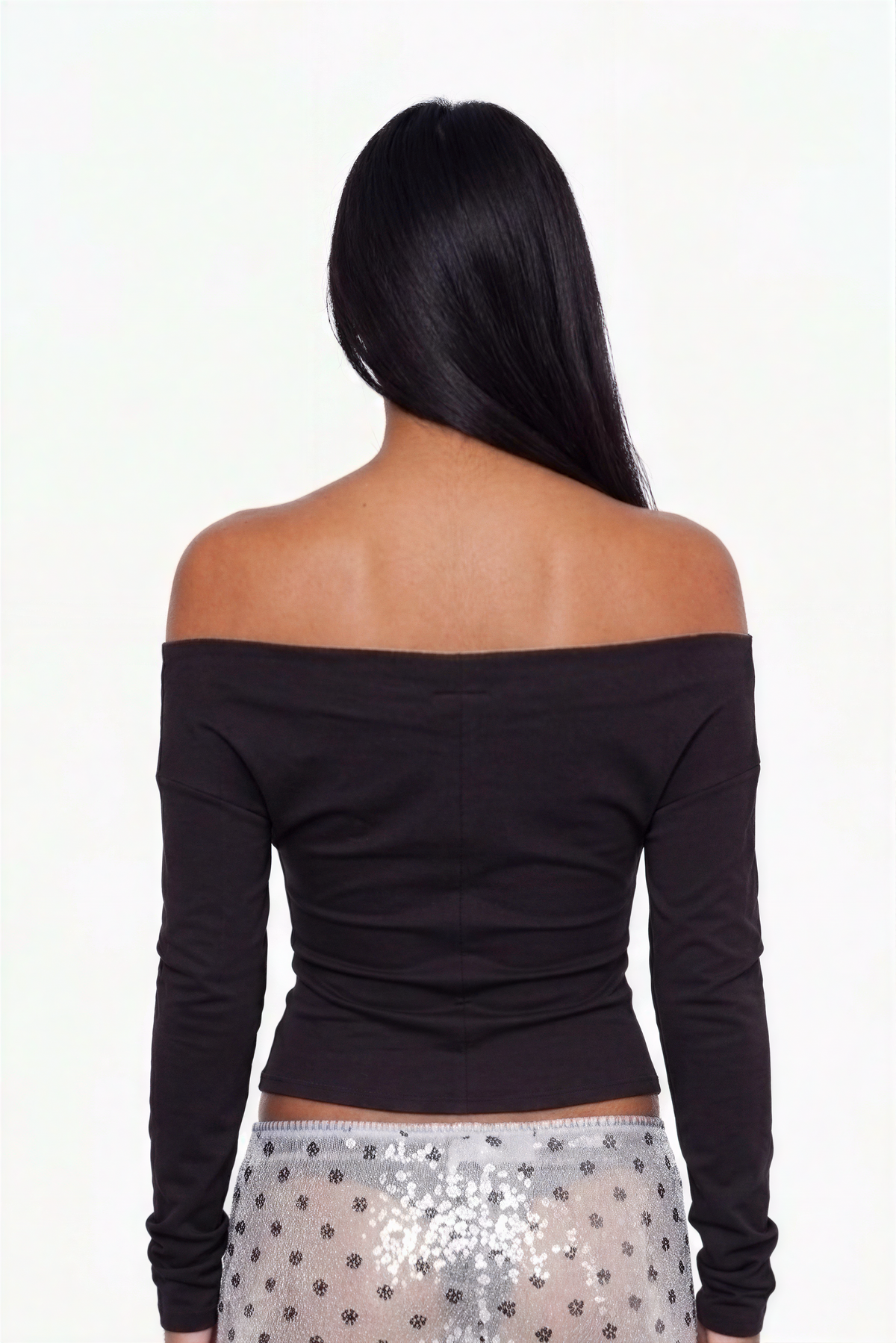 Off-The-Shoulder Button-Front Long-Sleeve Top