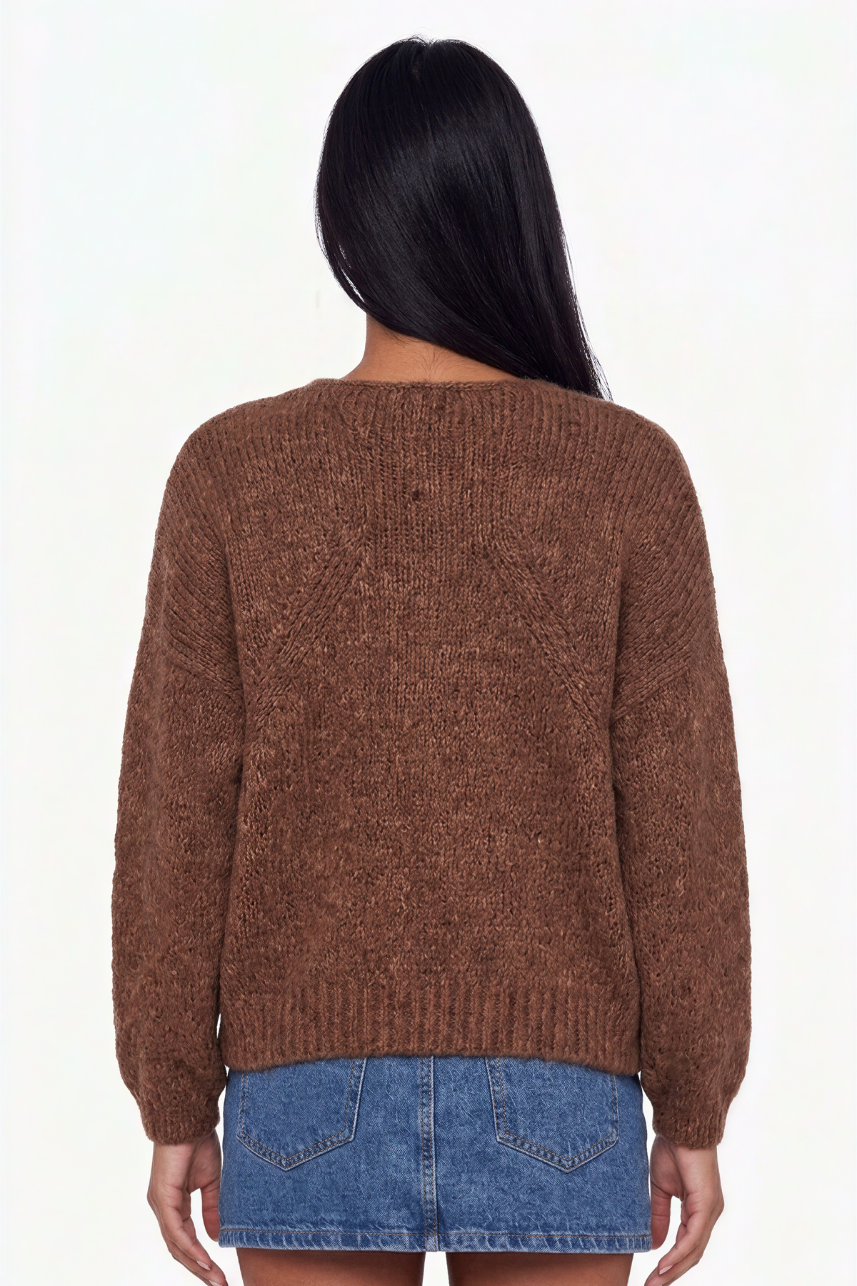 Brown Tie-Front Knit Cardigan