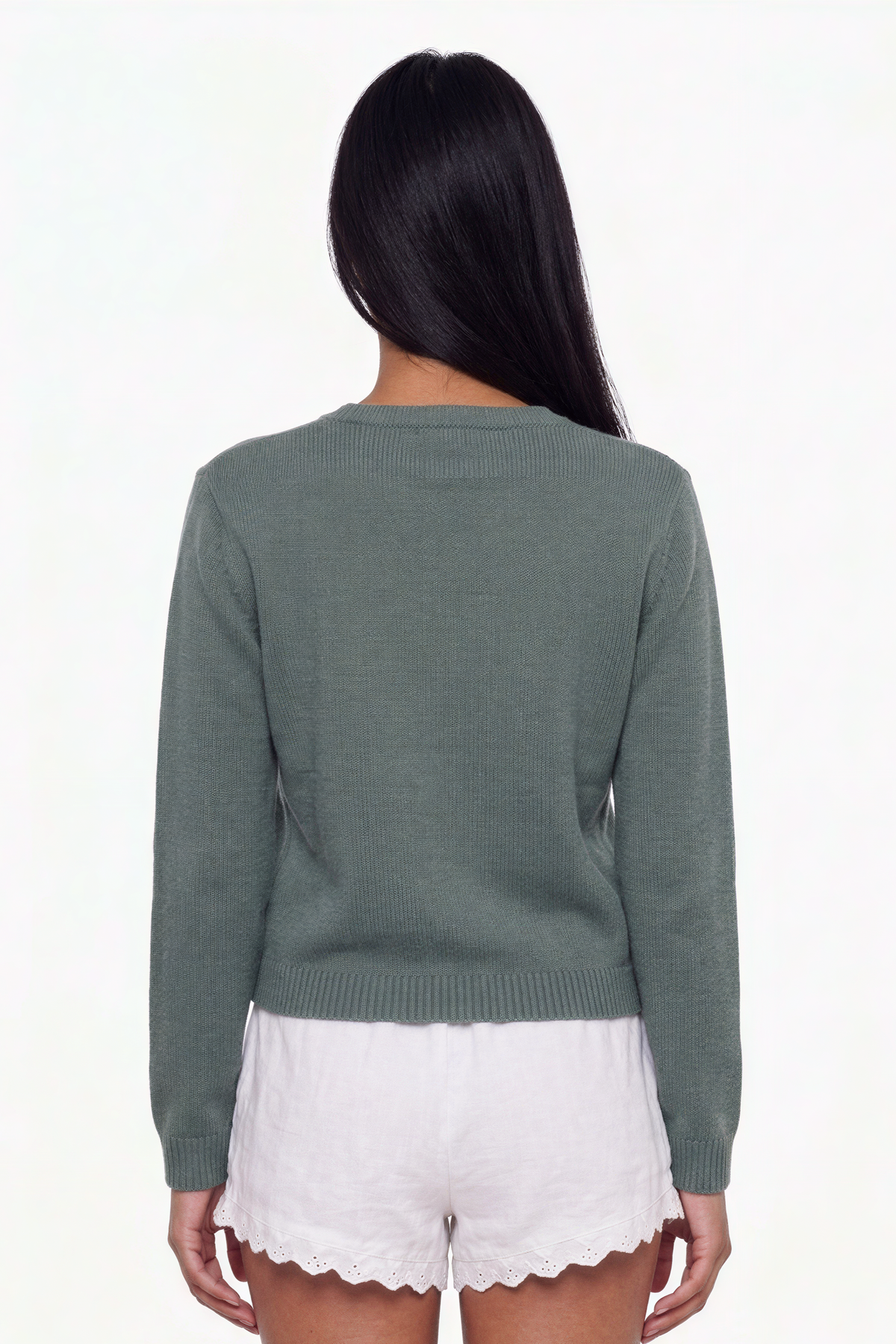 Sage Green Trout Intarsia Knit Sweater