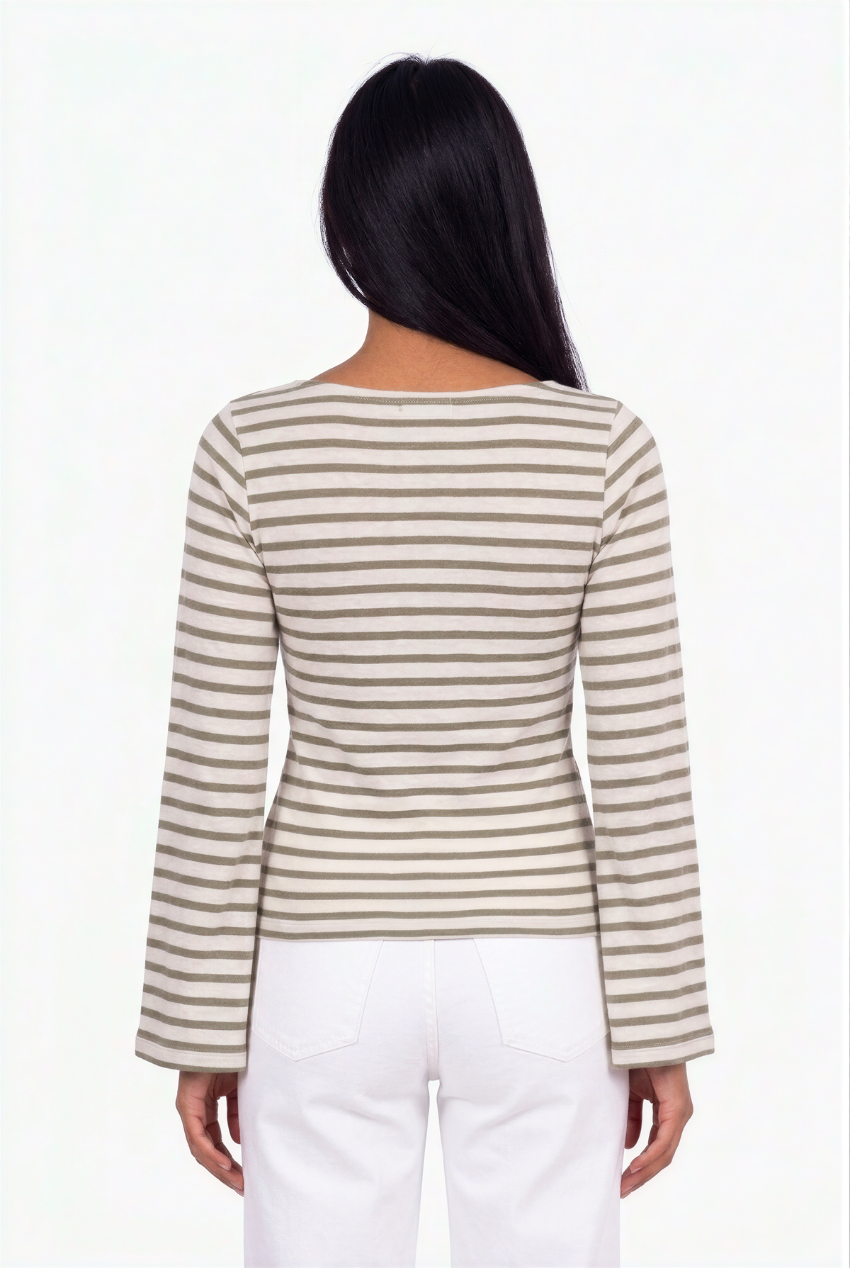 Striped Boat Neck Long-Sleeve Top